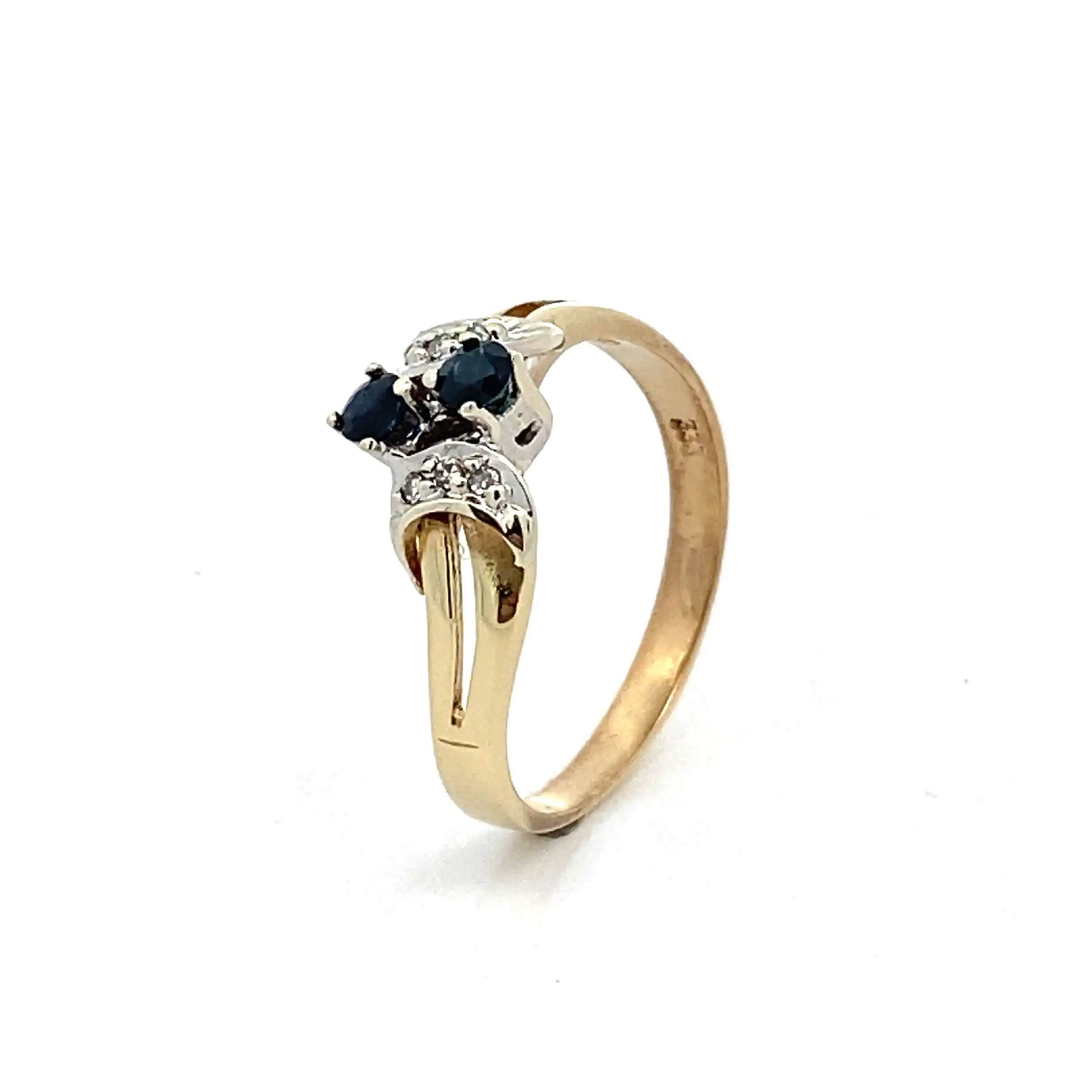Ring Bicolor mit Diamanten und blauen Farbsteinen