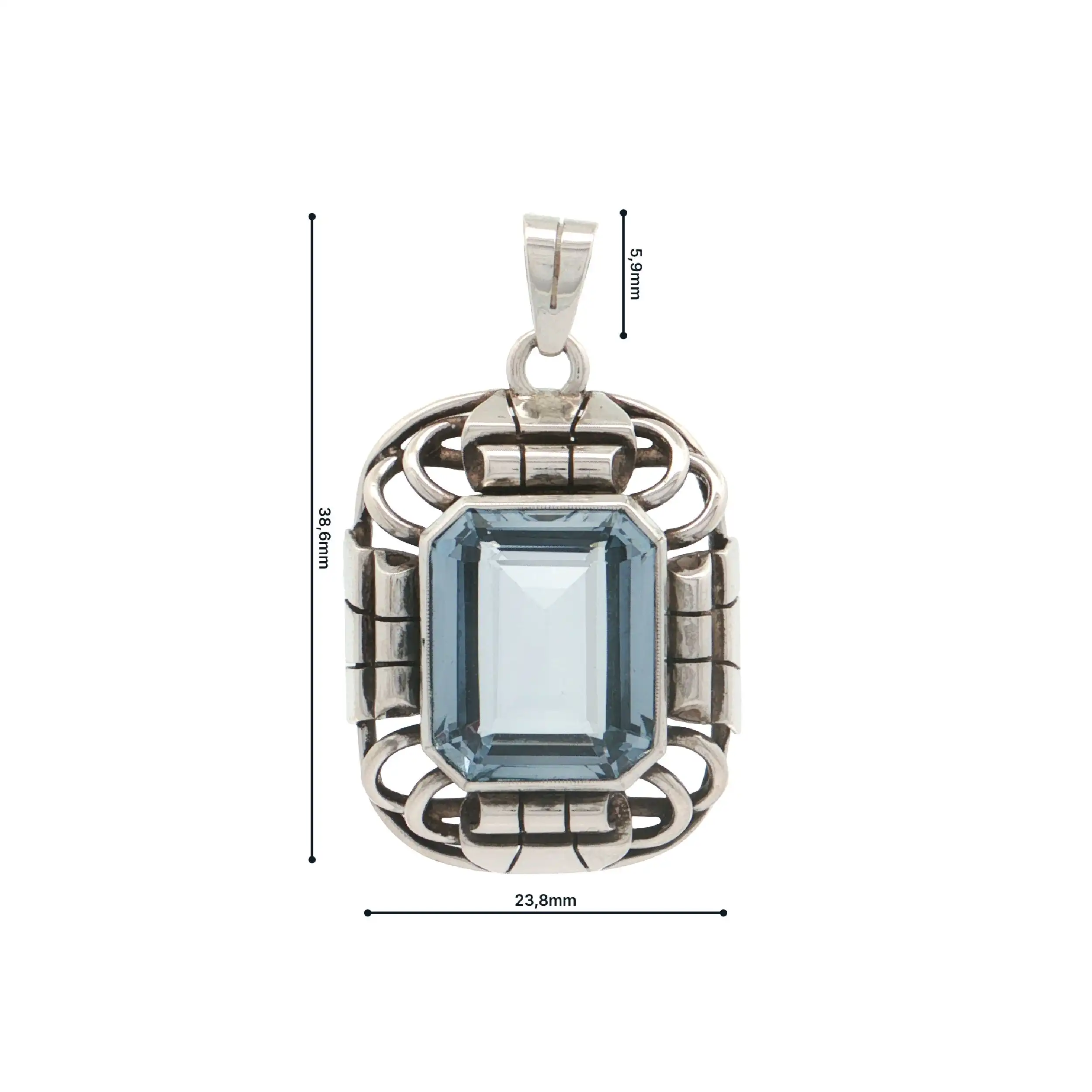Anhänger Silber mit blauem Glasstein Anhänger Silber mit blauem Glasstein