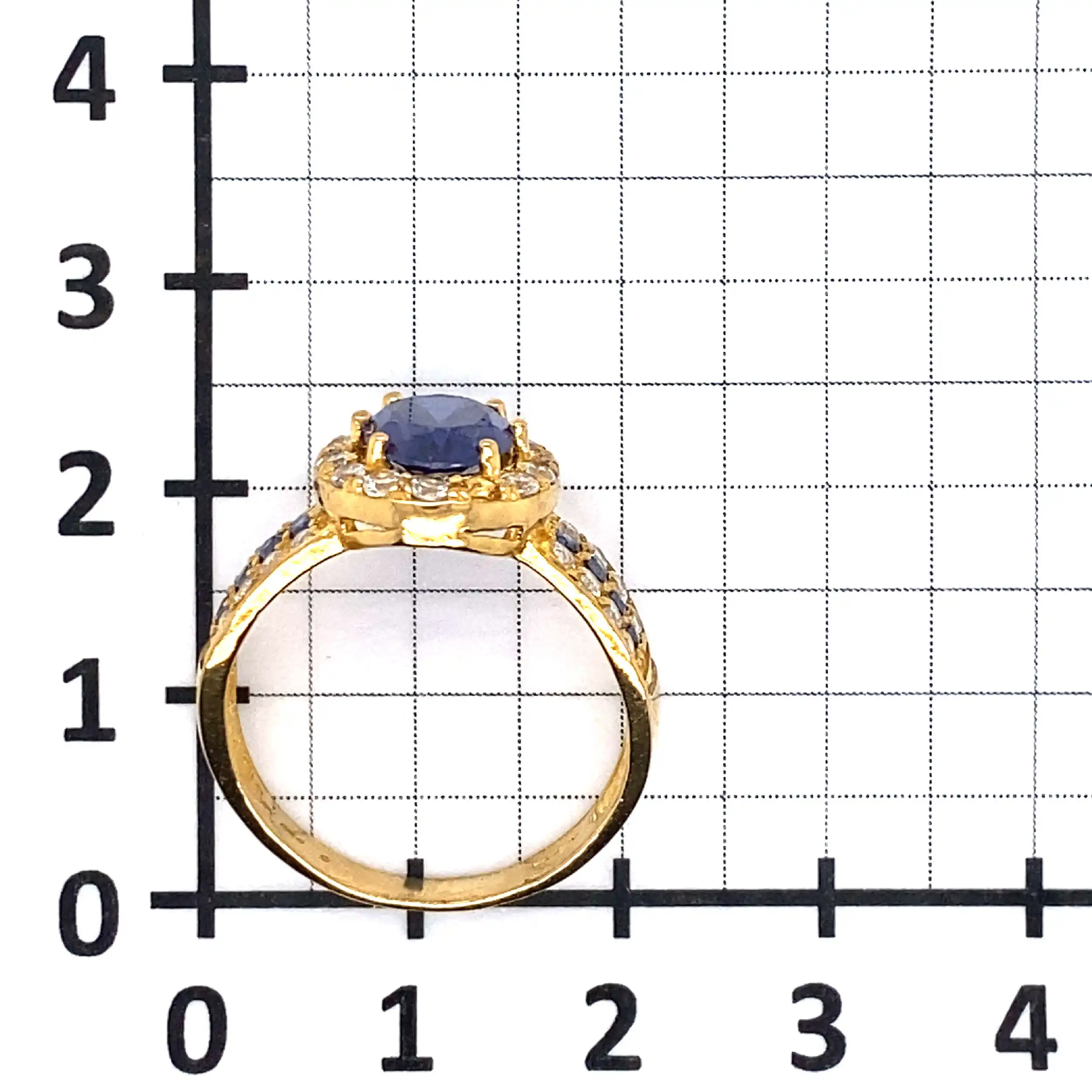 Ring Gelbgold mit blauem Farbstein und Zirkonia Ring Gelbgold mit blauem Farbstein und Zirkonia