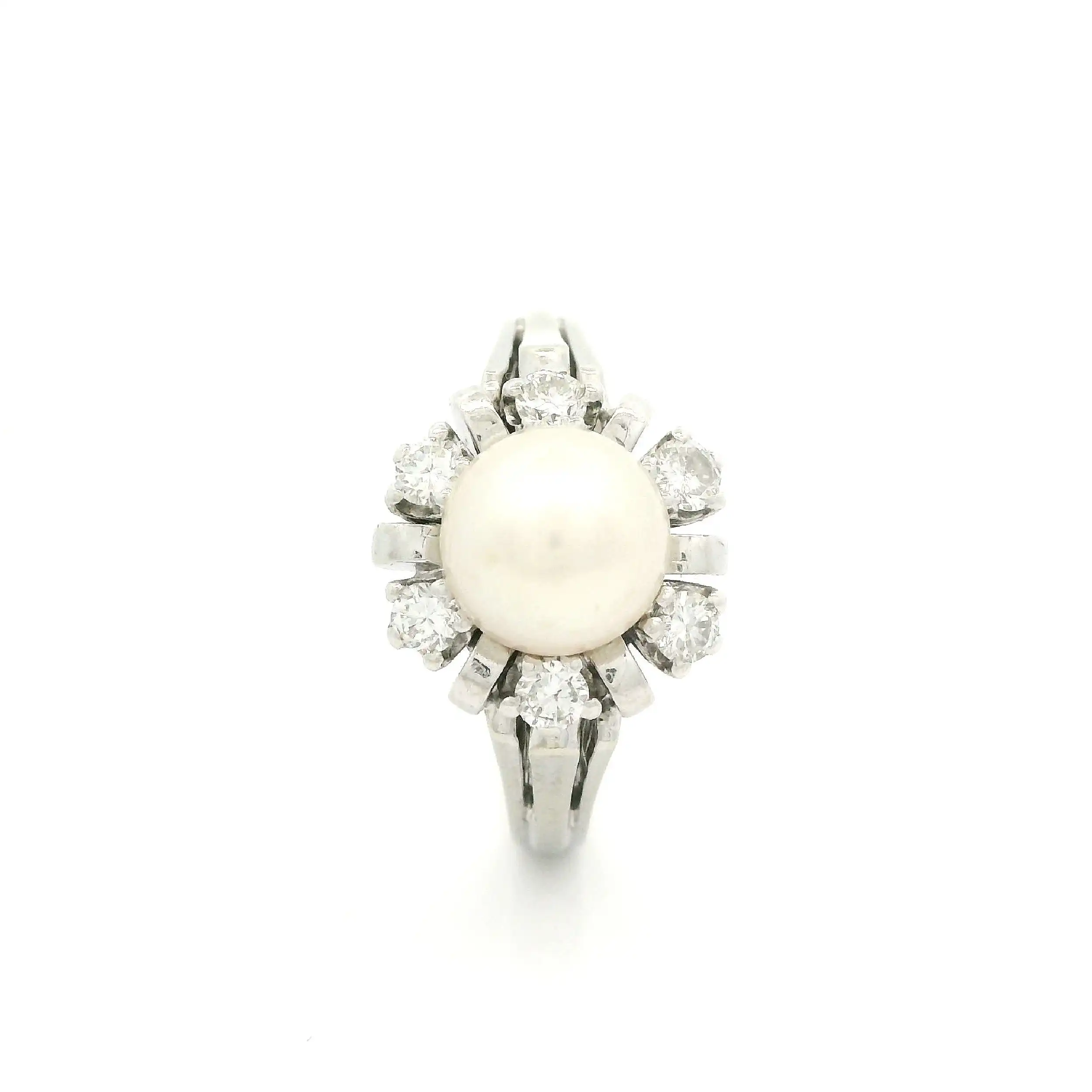 Ring Weißgold mit Brillanten und Perle Ring Weißgold mit Brillanten und Perle