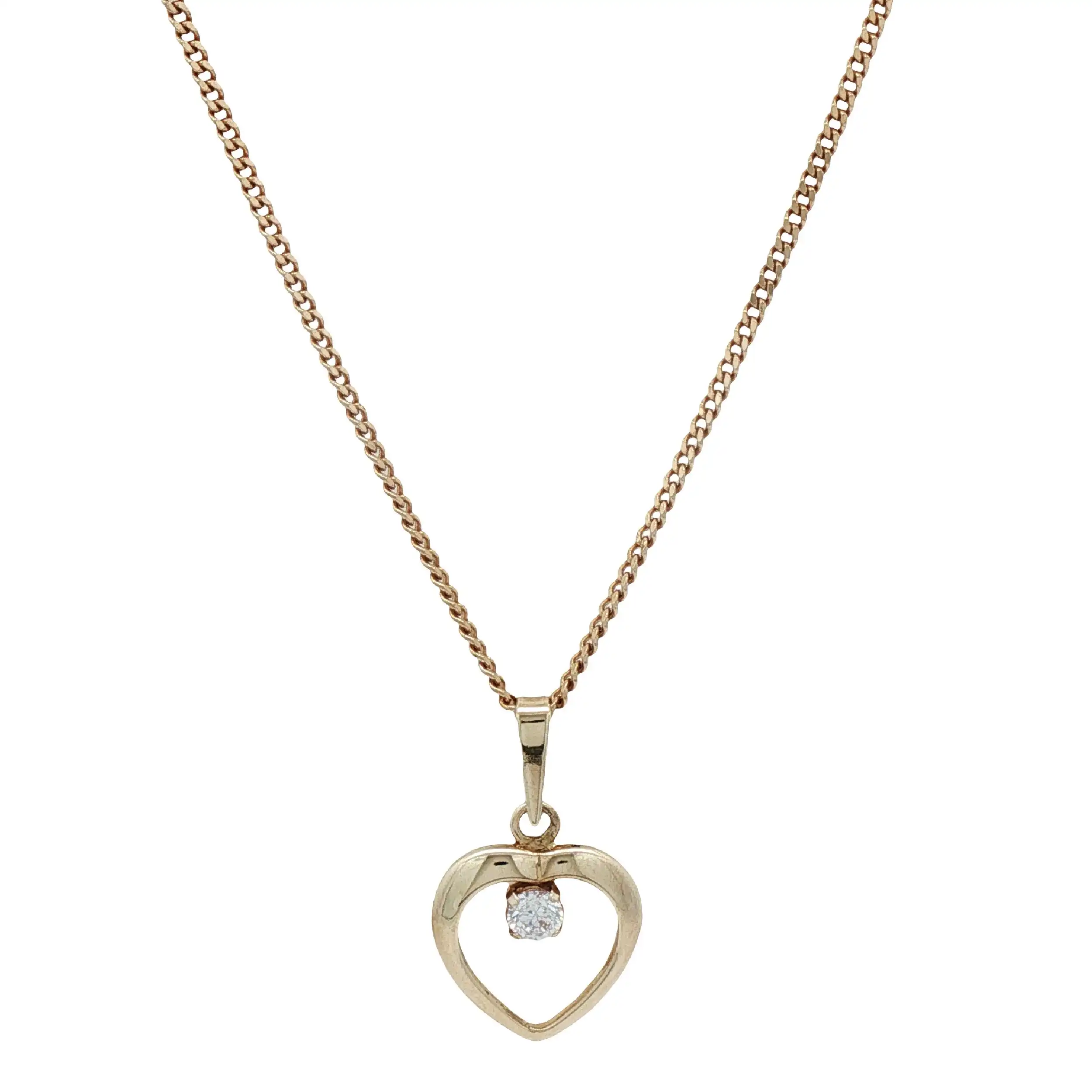 Panzerkette Gelbgold mit Herzanhänger und Zirkonia Panzerkette Gelbgold mit Herzanhänger und Zirkonia
