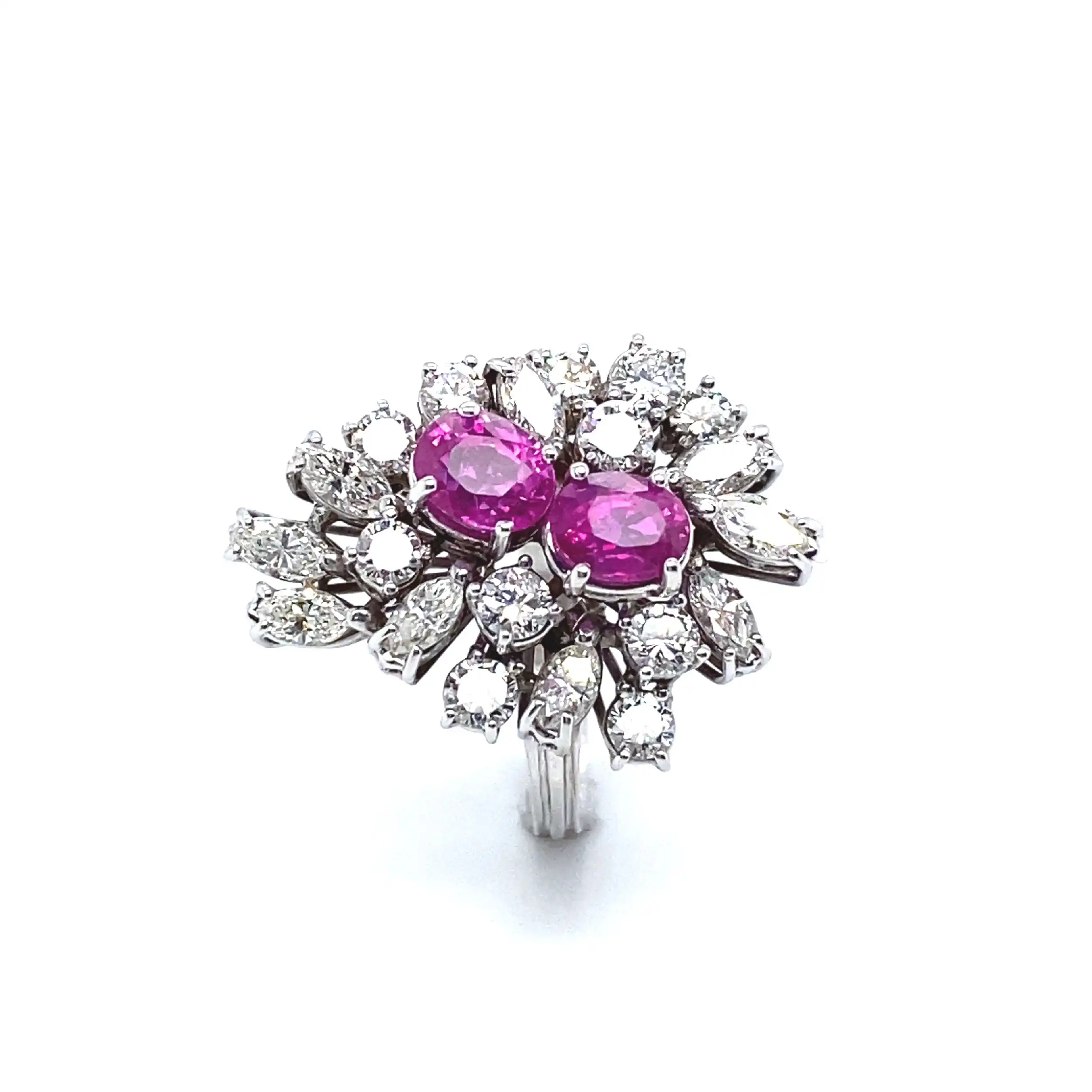 Ring Weißgold mit pinken Saphiren und Diamanten ca. 2,0ct mit Expertise von EPL Ring Weißgold mit pinken Saphiren und Diamanten ca. 2,0ct mit Expertise von EPL