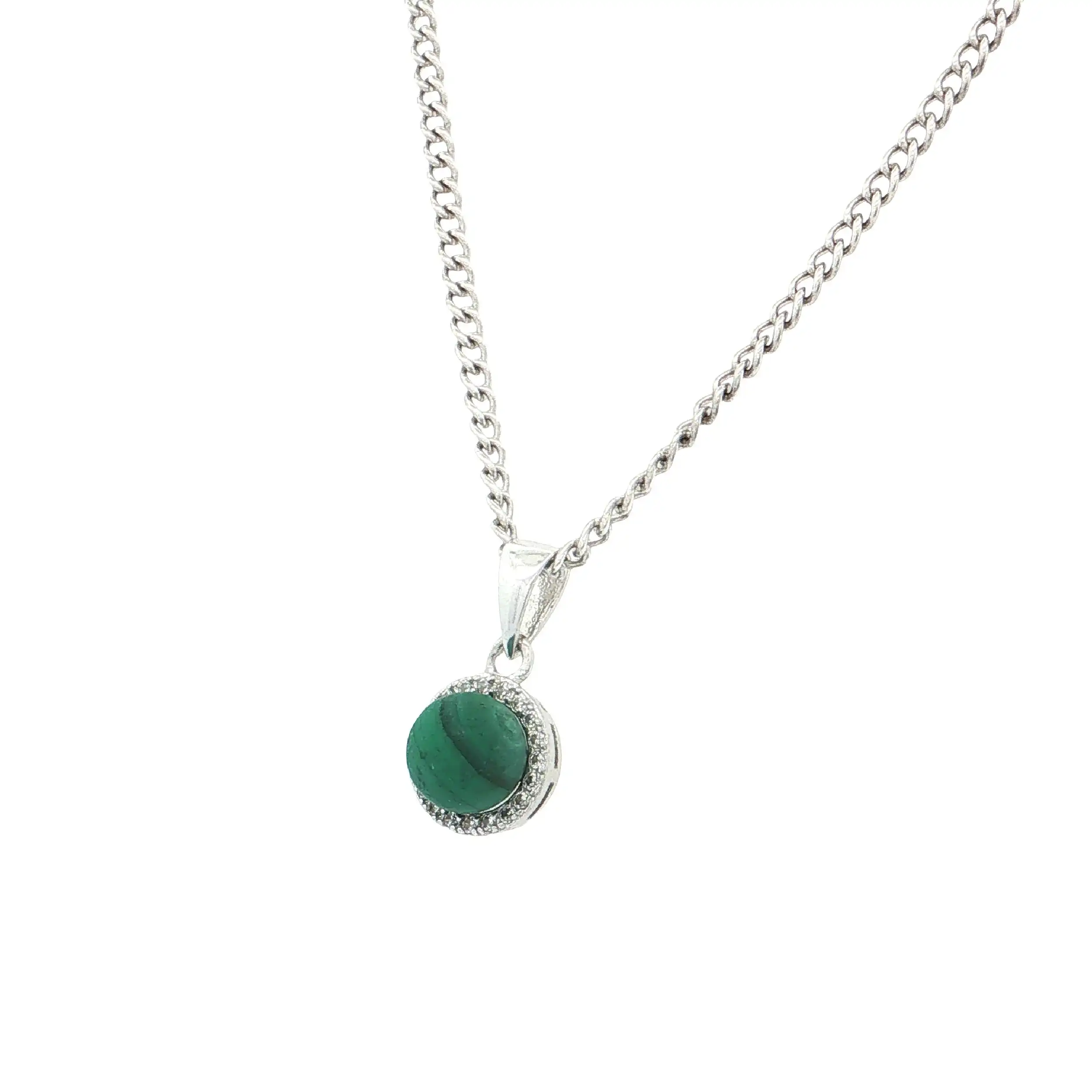 Kette Silber mit Anhänger mit Malachit und Zirkonia Kette Silber mit Anhänger mit Malachit und Zirkonia