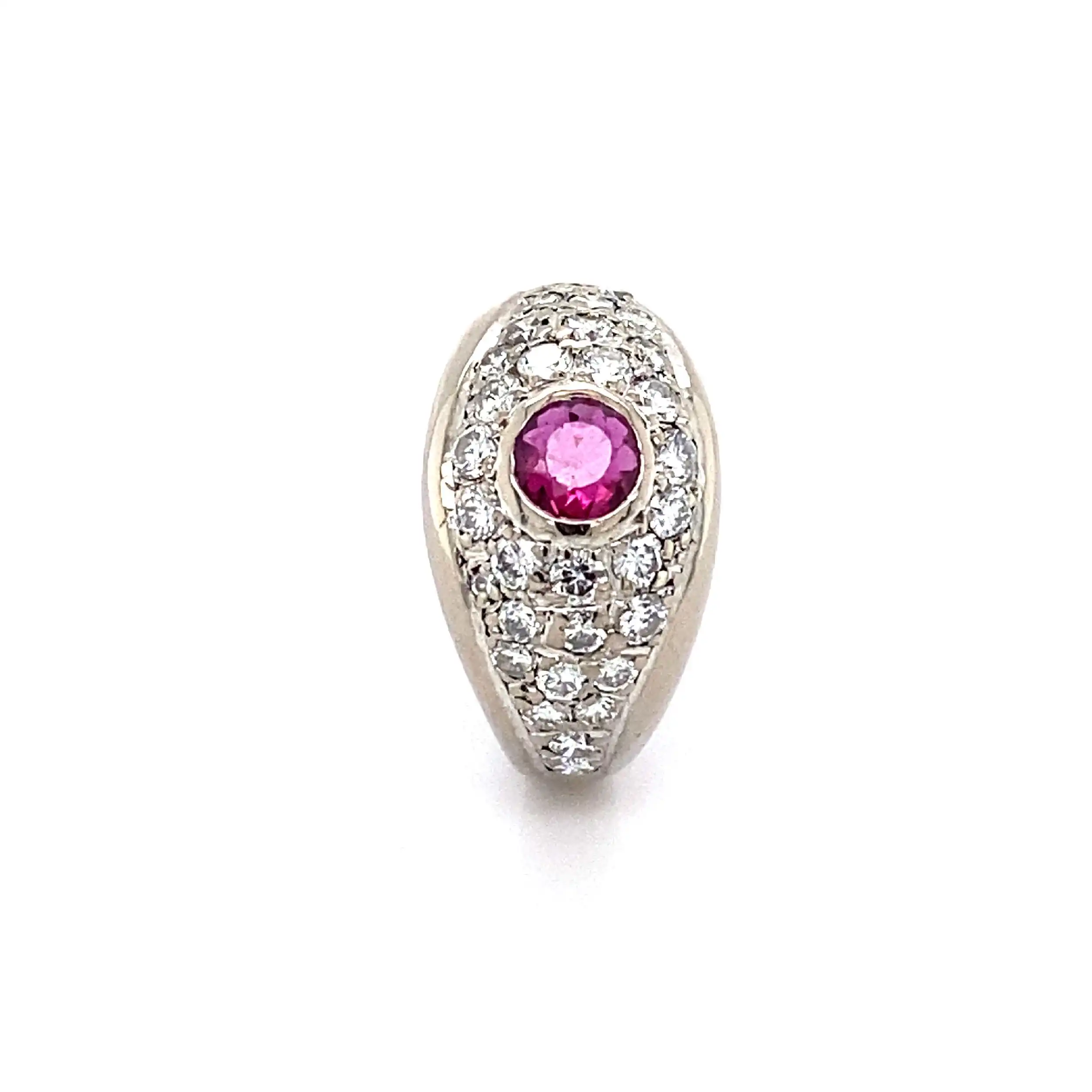 Ring Weißgold mit Brillanten und Rotem Farbstein Ring Weißgold mit Brillanten und Rotem Farbstein