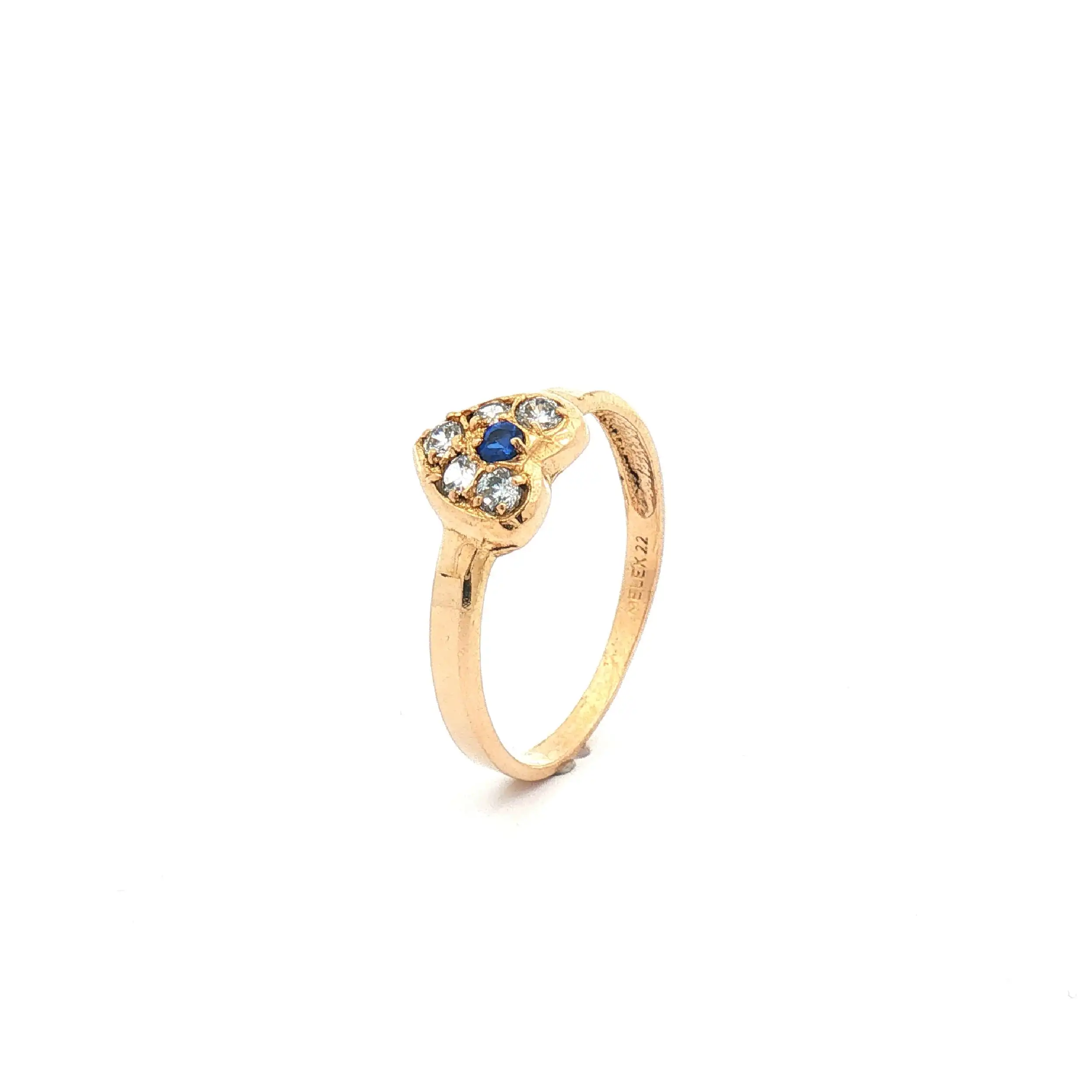 Ring Gelbgold mit Herz Zirkonia und blauem Farbstein Ring Gelbgold mit Herz Zirkonia und blauem Farbstein