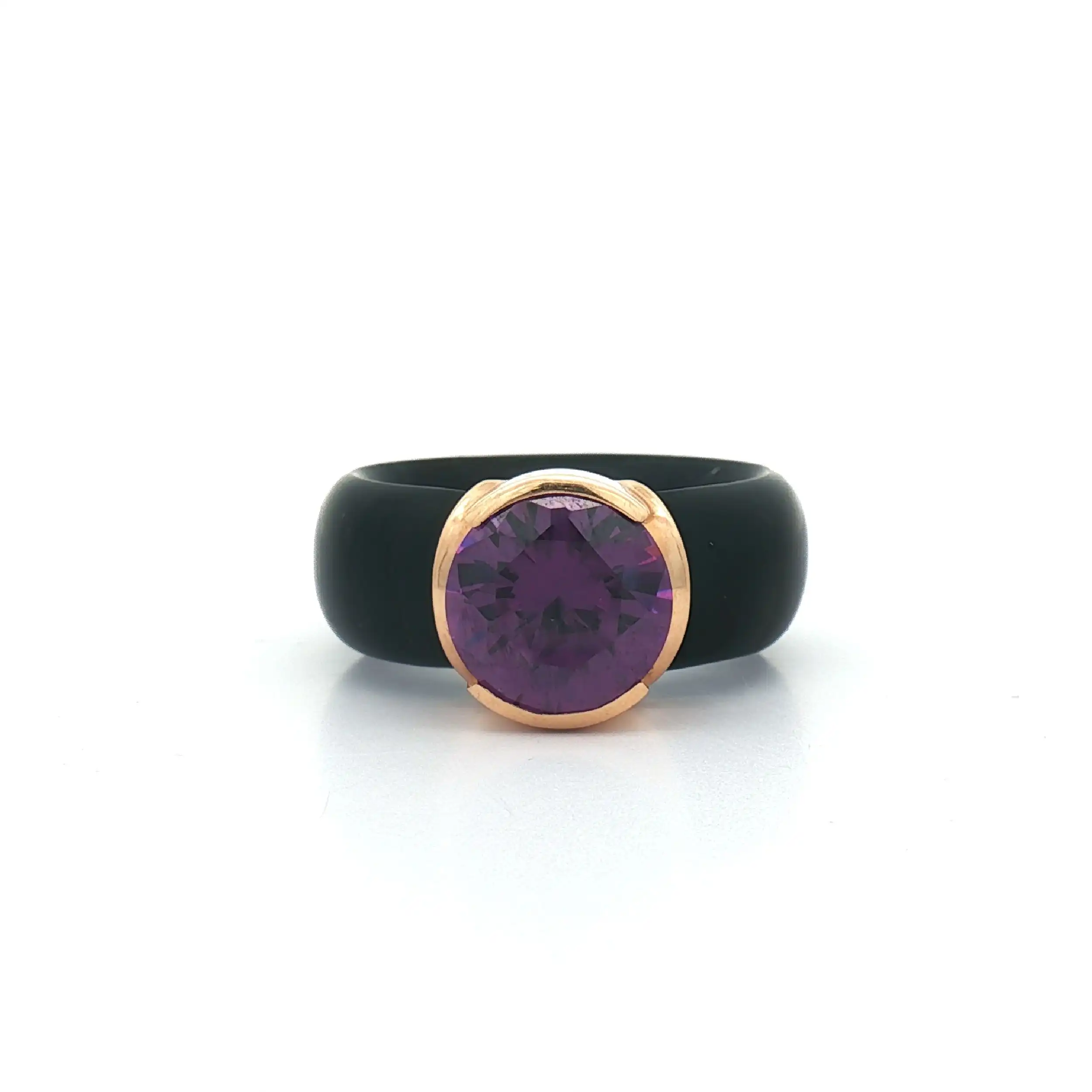Ring Gelbgold/Kautschuk Bunz mit Amethyst Ring Gelbgold/Kautschuk Bunz mit Amethyst