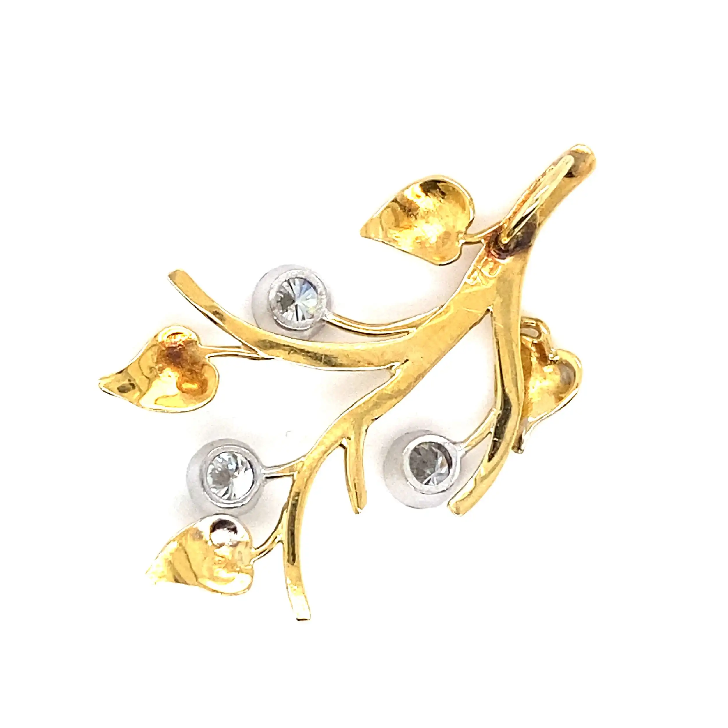 Anhänger Gelbgold Blätter mit Brillanten Anhänger Gelbgold Blätter mit Brillanten