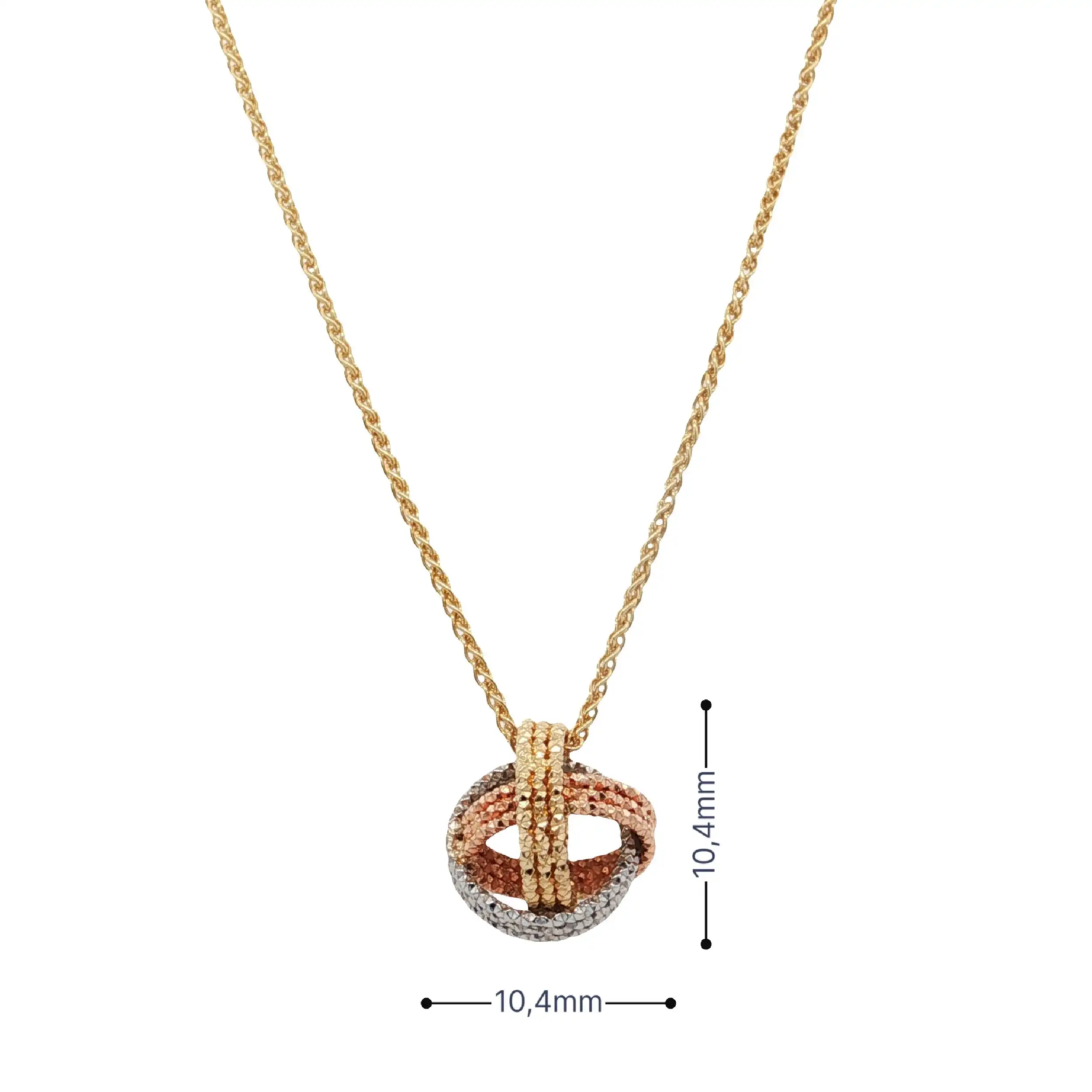 Zopfkette Gelbgold mit Anhänger Tricolor