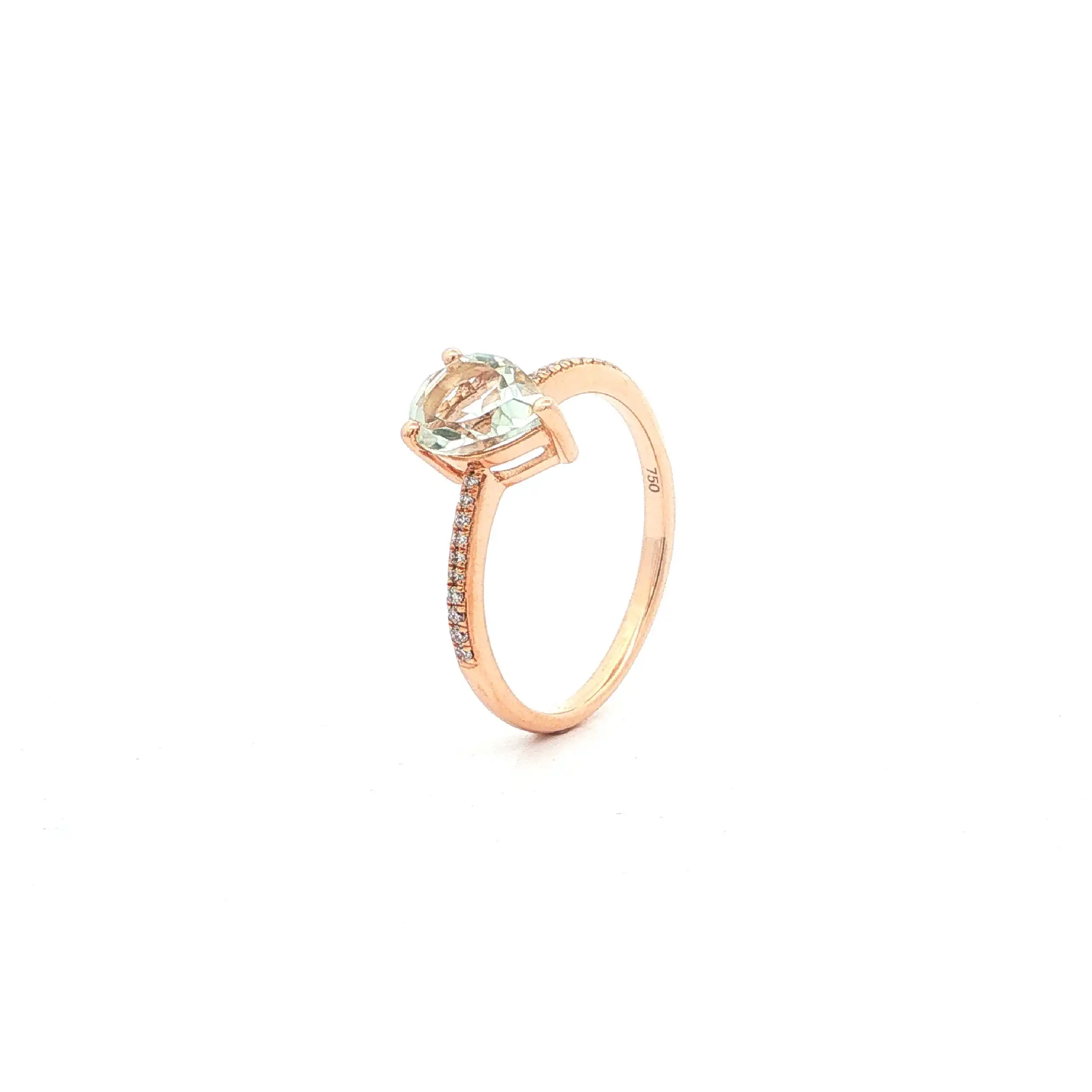 Ring Roségold mit Brillanten 0,07ct. TW/SI & grünem Amethyst 1,03ct.