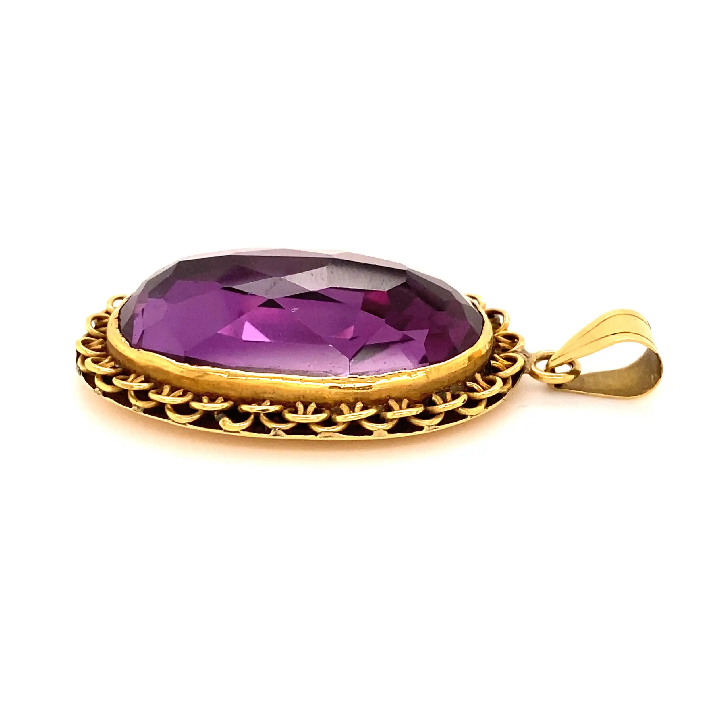 Anhänger Gelbgold mit synthetischem Amethyst Anhänger Gelbgold mit synthetischem Amethyst