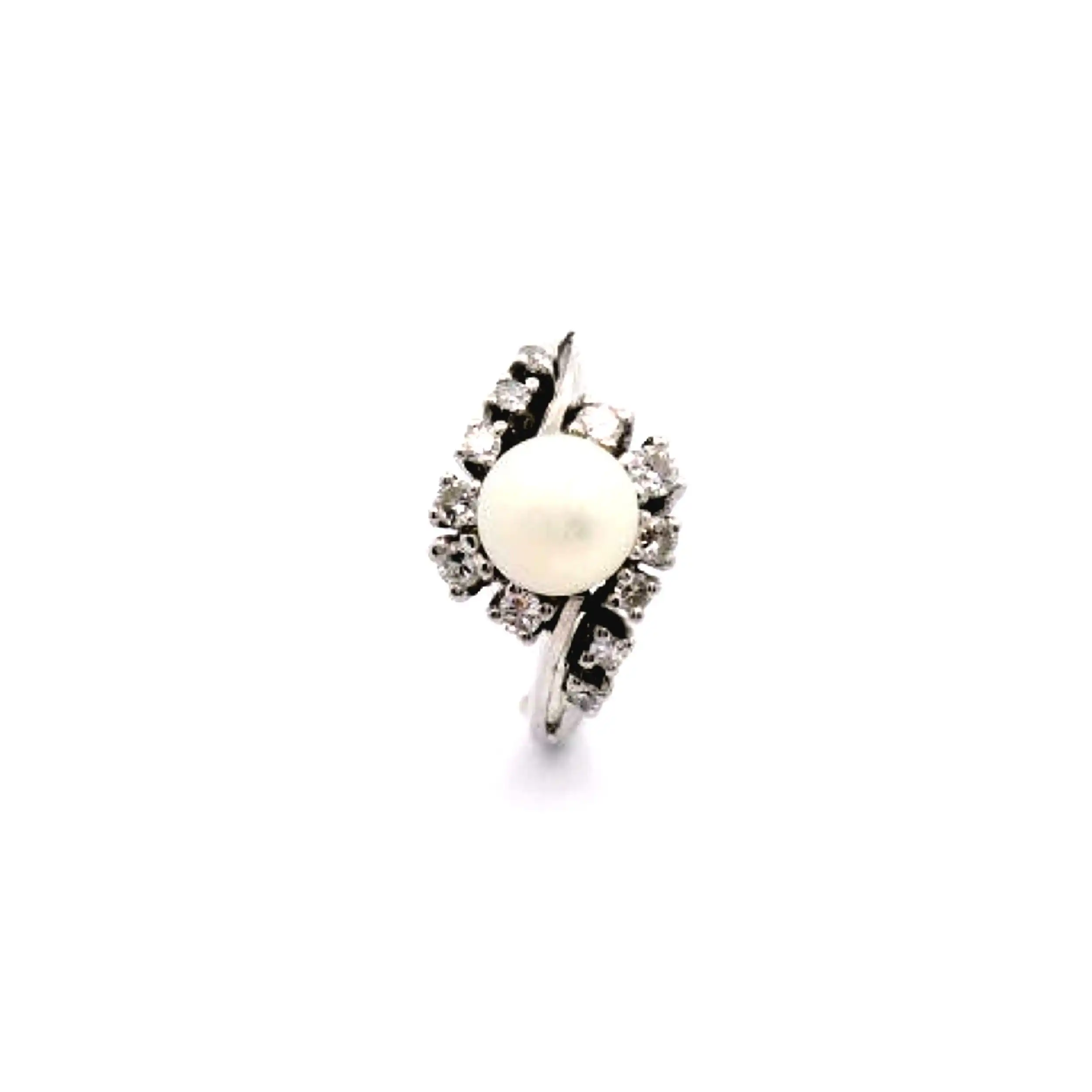 Ring Weißgold mit Perle und Diamanten Ring Weißgold mit Perle und Diamanten