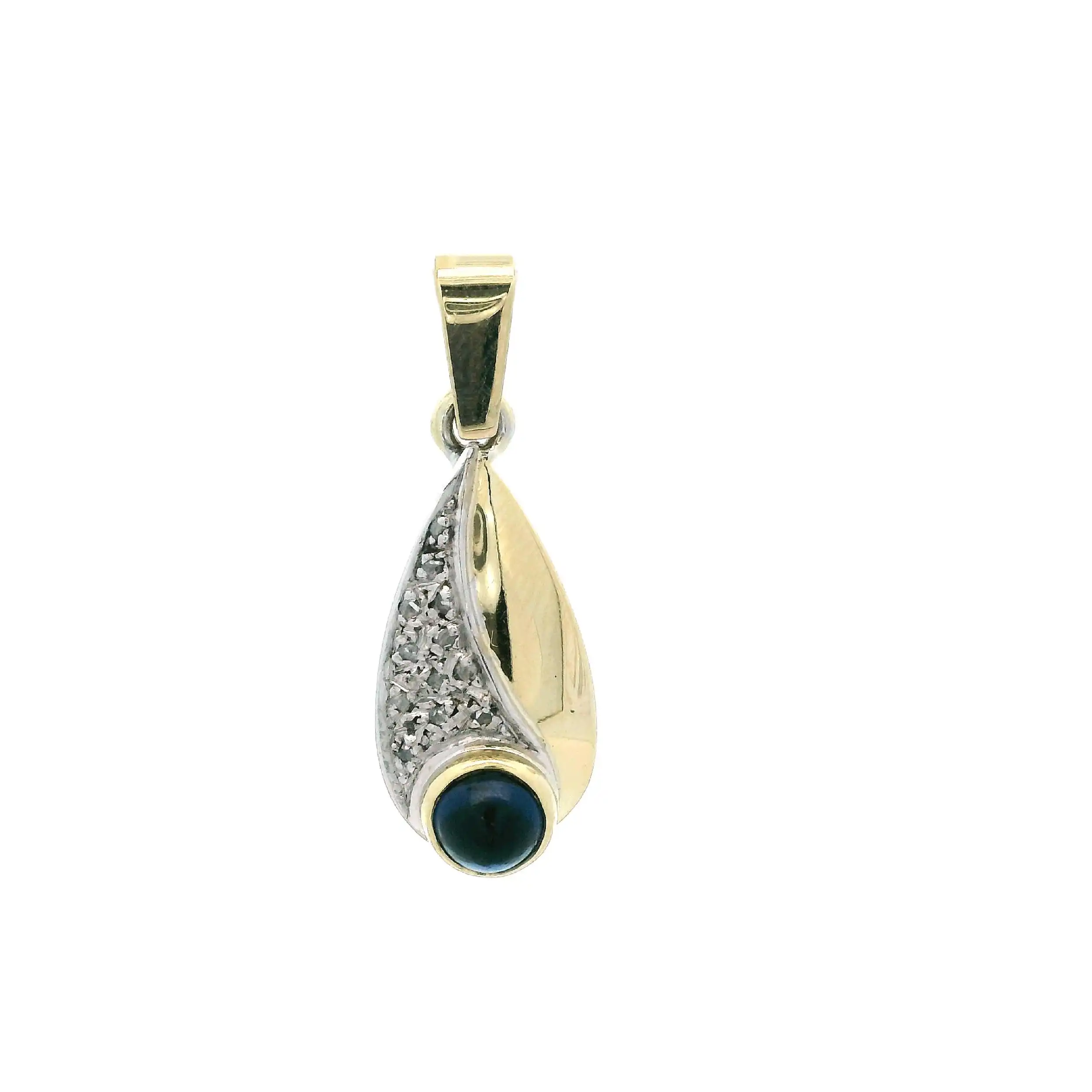Anhänger Bicolor mit Diamantensplitter und blauem Cabochon Anhänger Bicolor mit Diamantensplitter und blauem Cabochon