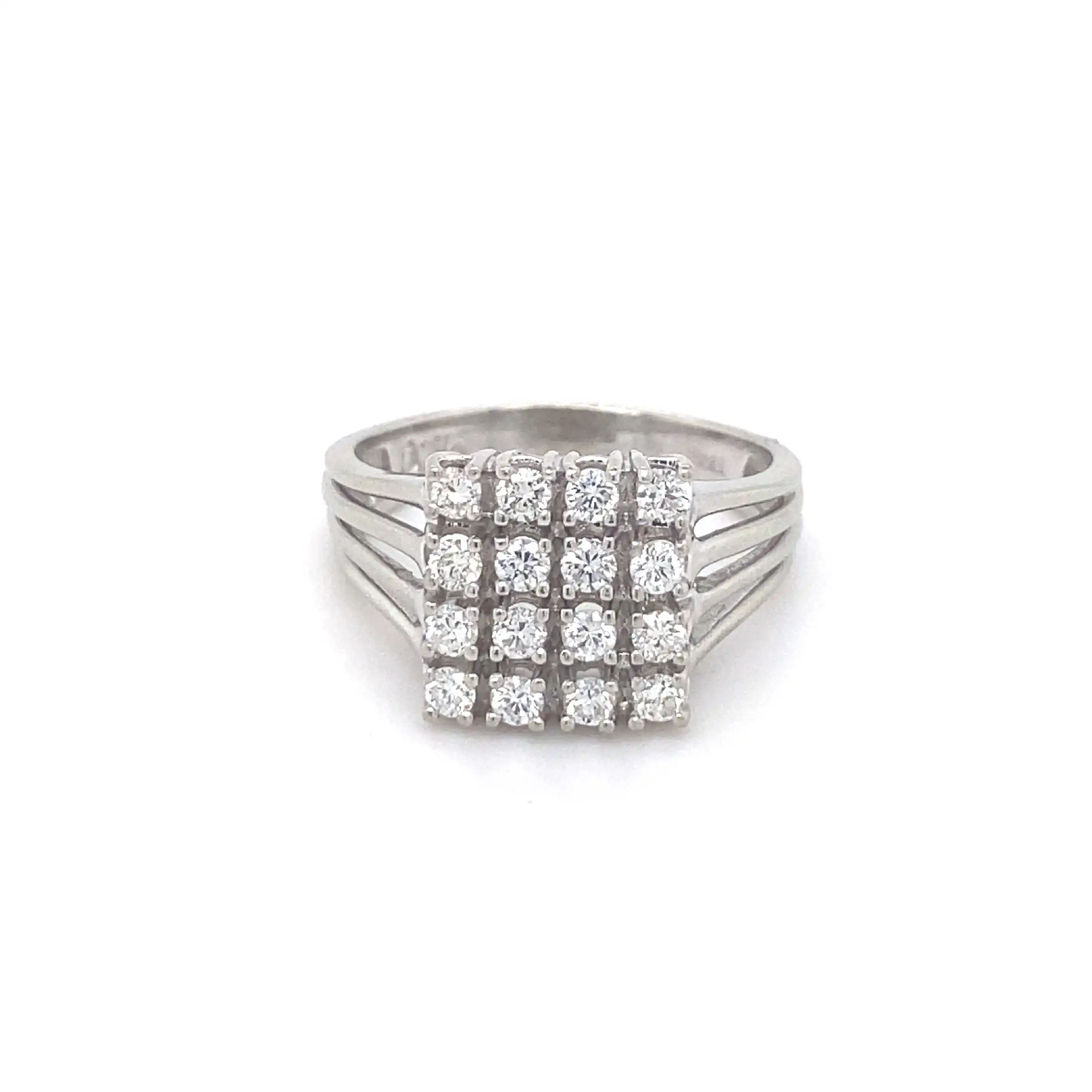 Ring Weißgold mit Brillanten, graviert mit 0,75ct
