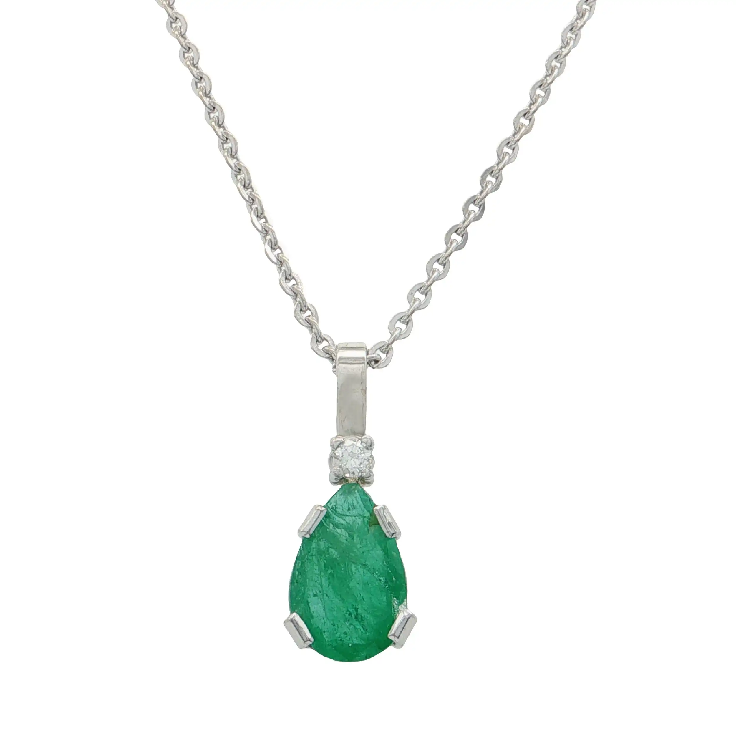 Ankercollier mit Brillant und Smaragd