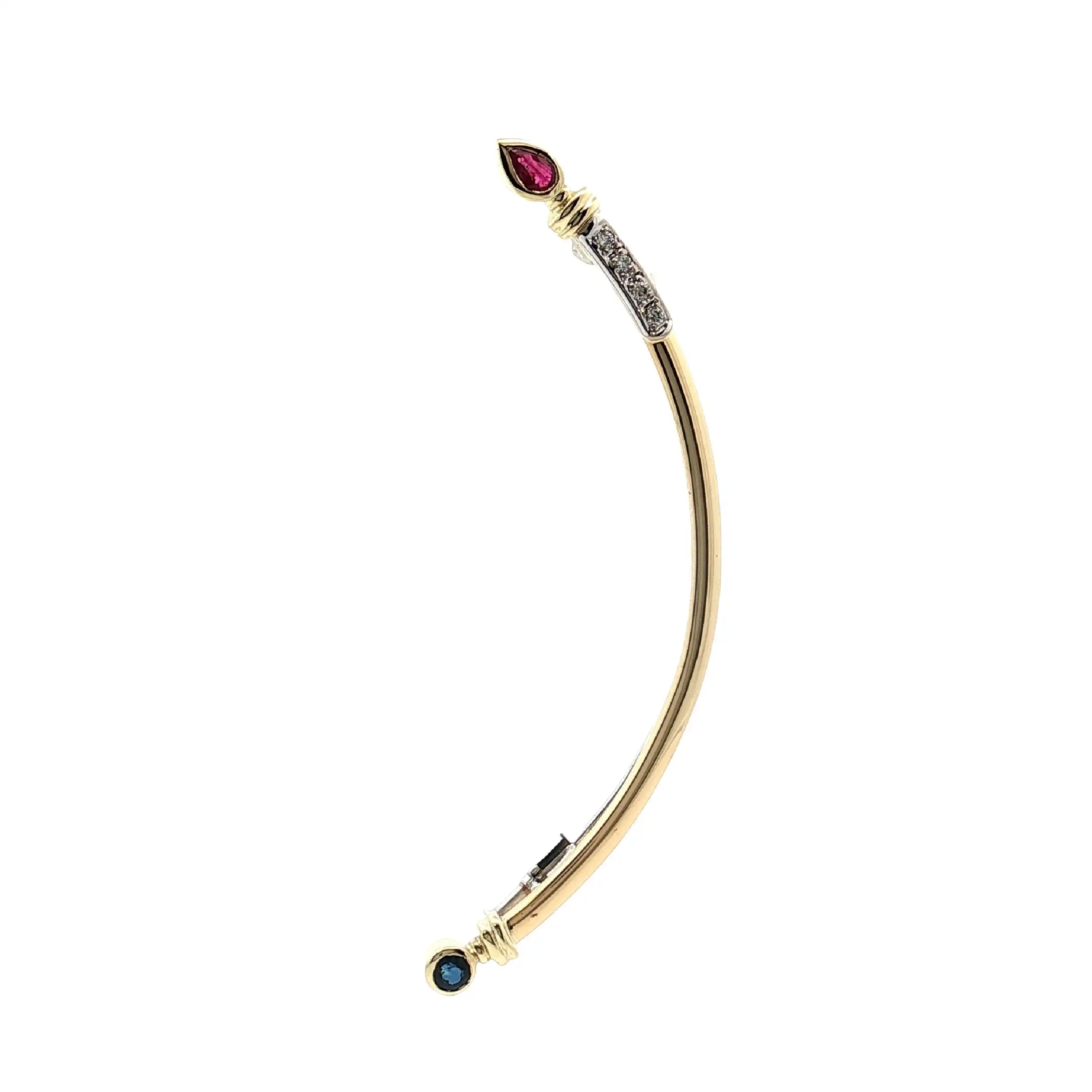 Nadel Bicolor mit Rubin, Saphir und Brillanten Nadel Bicolor mit Rubin, Saphir und Brillanten