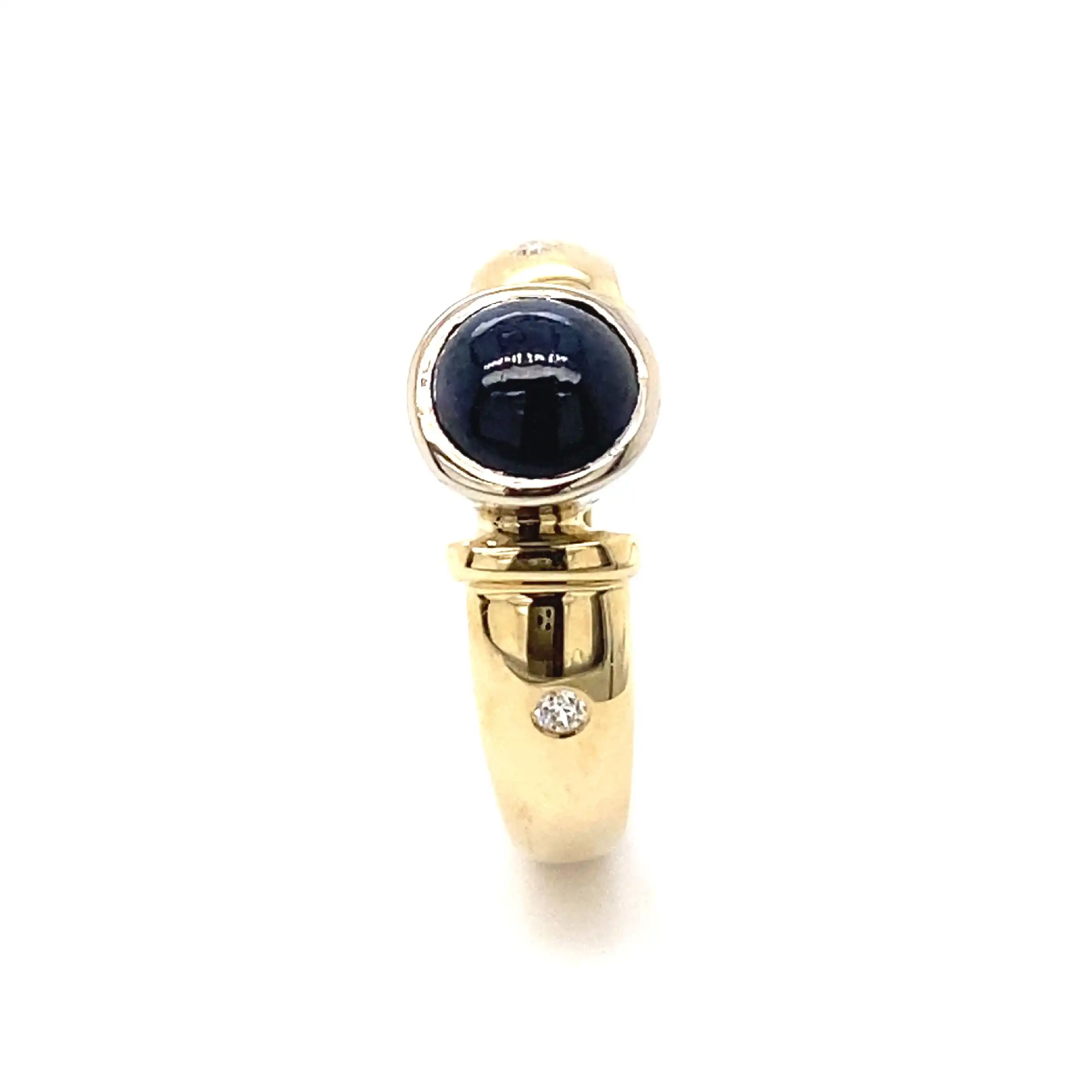 Ring Gelbgold mit blauem Farbstein & Zirkonia Ring Gelbgold mit blauem Farbstein & Zirkonia