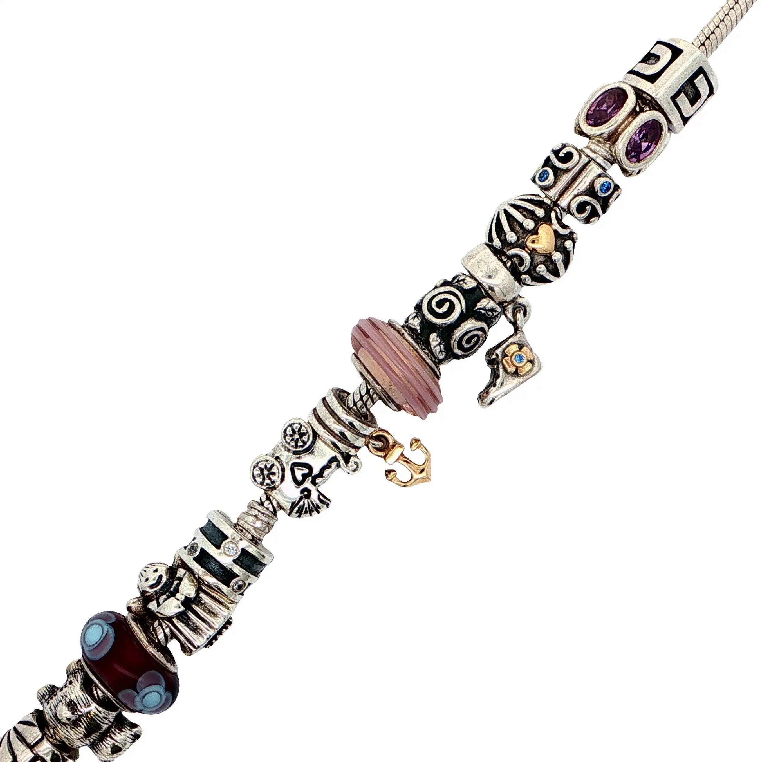 Pandora Armband Silber mit 14 Charms