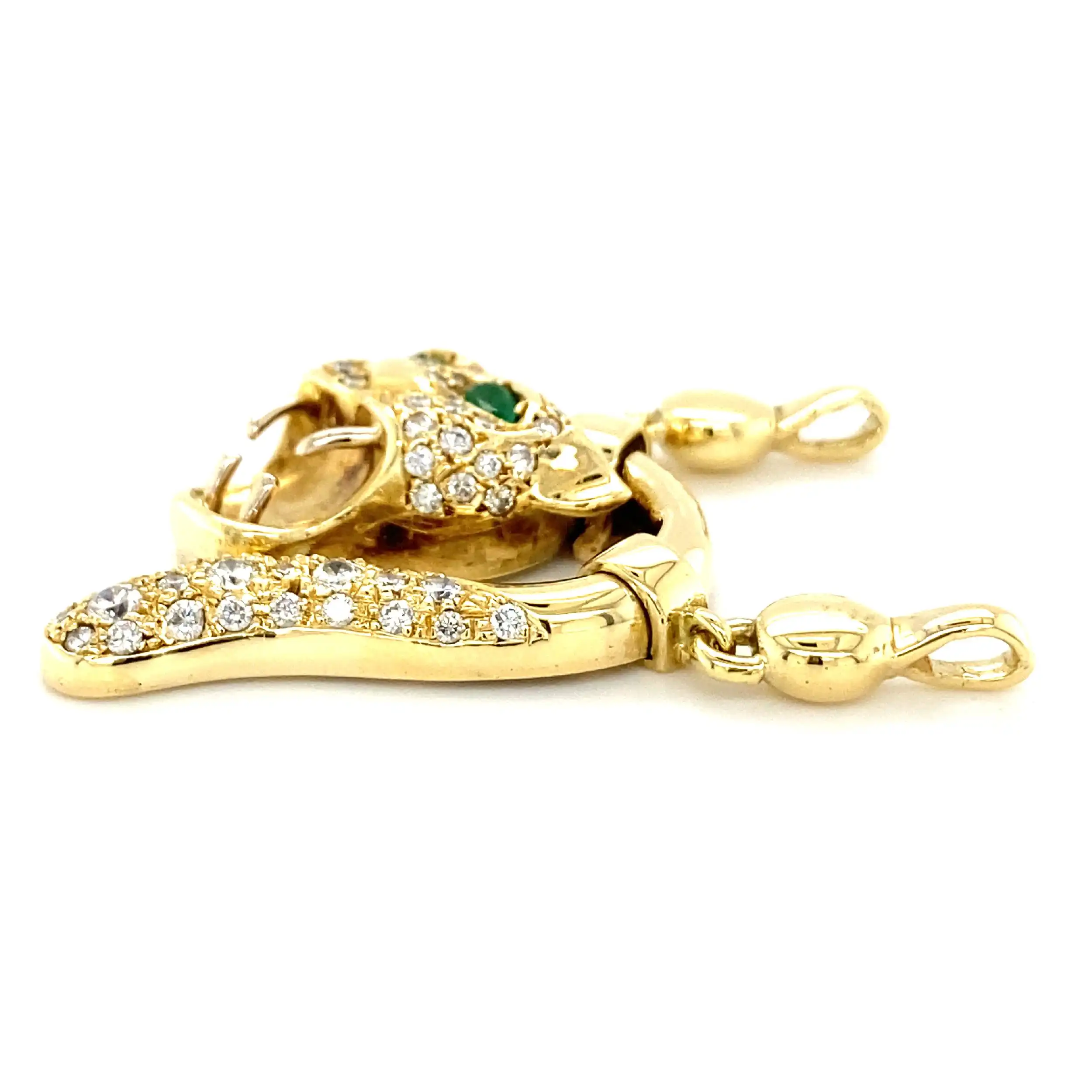 Anhänger Gelbgold Panther mit Smaragden & Brillanten Anhänger Gelbgold Panther mit Smaragden & Brillanten