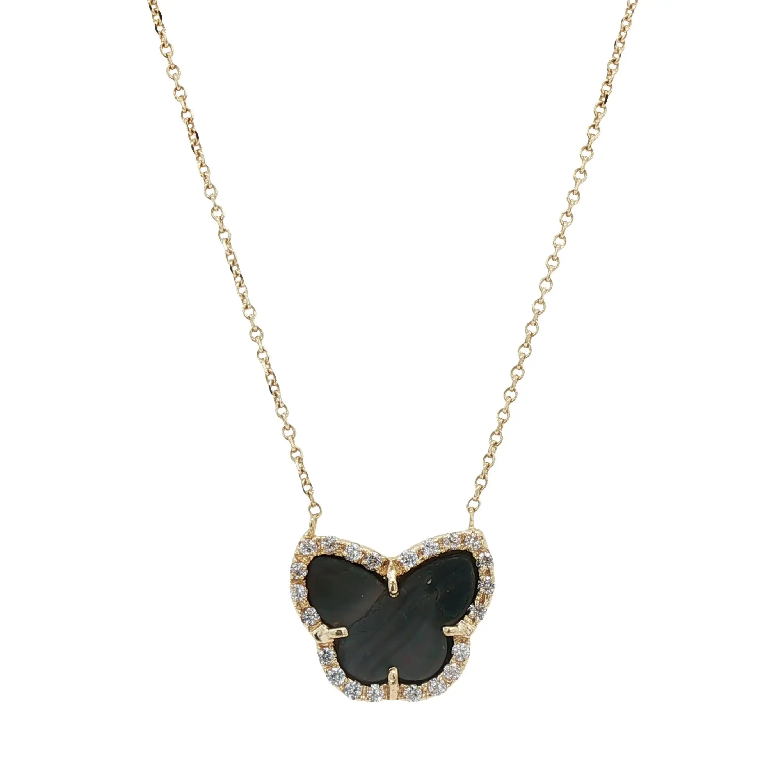 Kette Gelbgold mit Schmetterling Anhänger und Zirkonia Kette Gelbgold mit Schmetterling Anhänger und Zirkonia