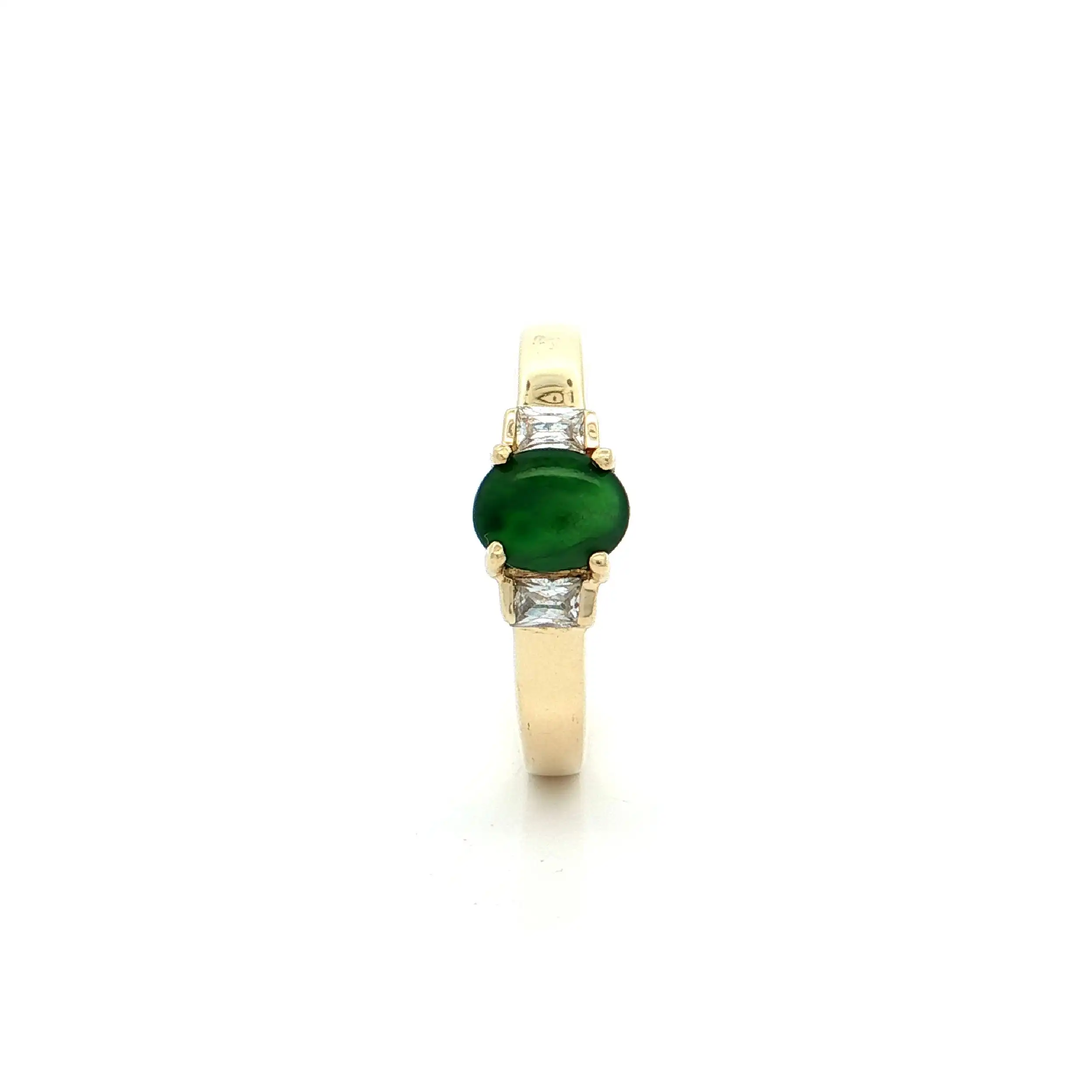 Ring Gelbgold mit Farbstein Cabochon und Diamanten