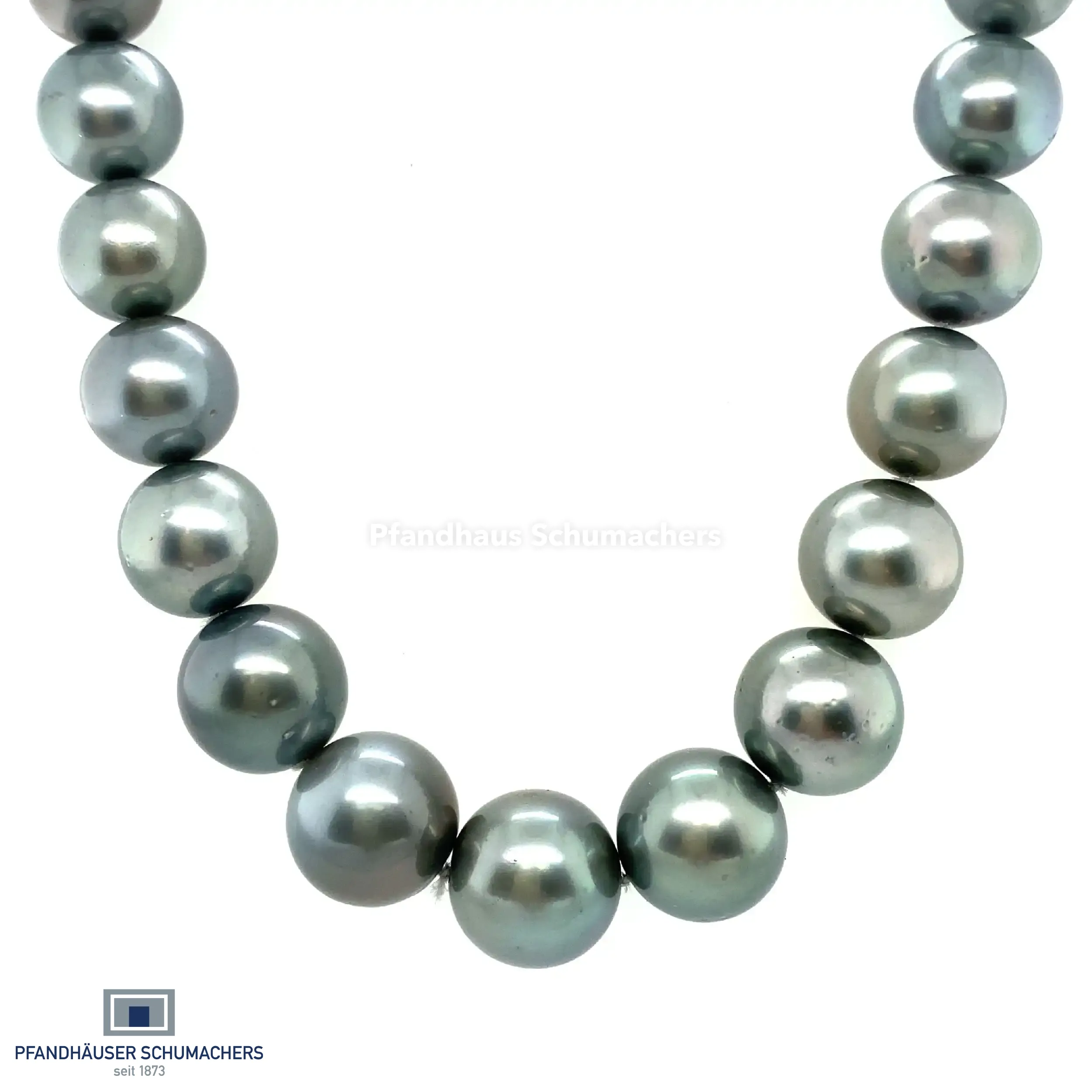 Tahiti Perlenkette mit Weißgold Kugel-Verschluss mit 8 Brillanten