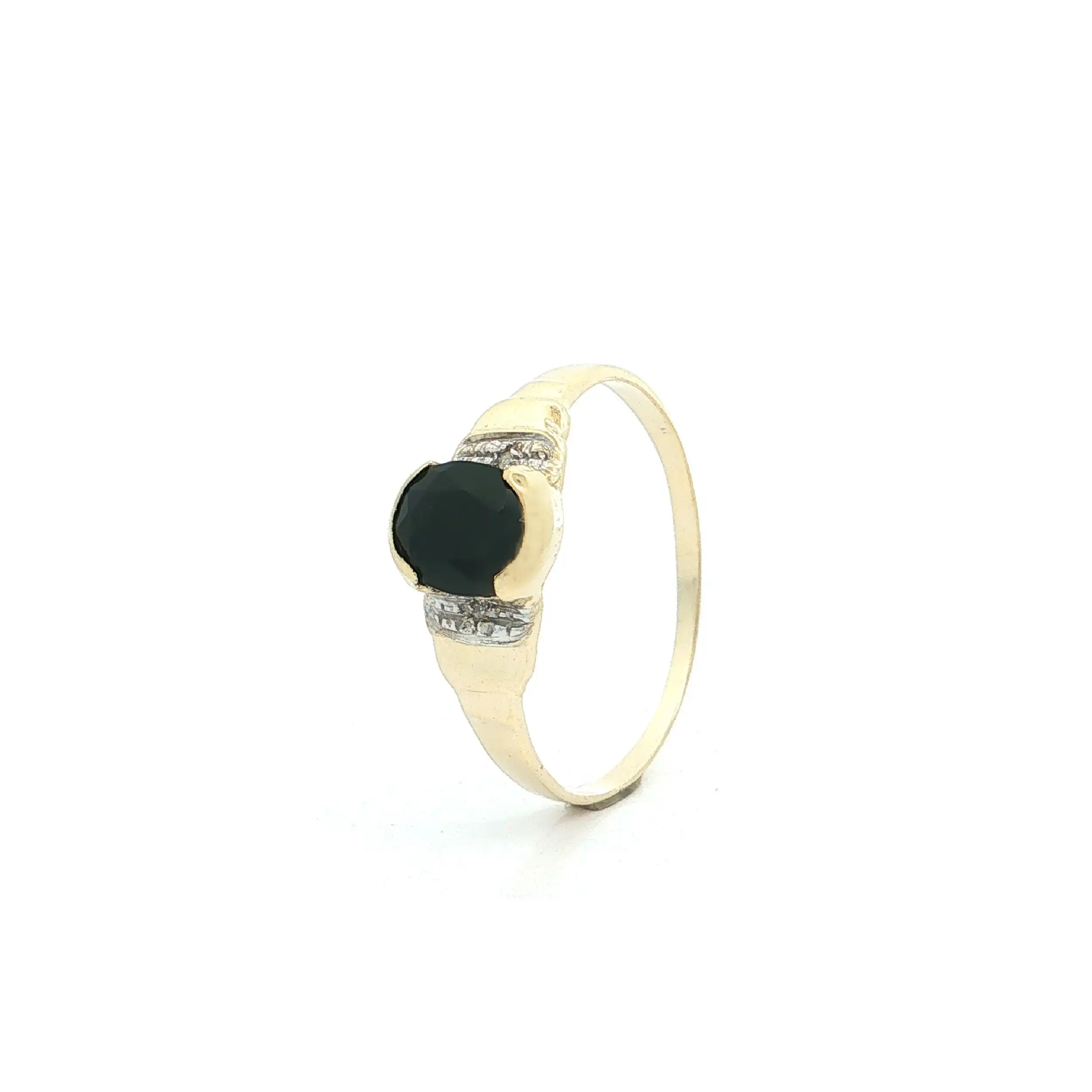 Ring Gelbgold mit Onyx und Diamanten