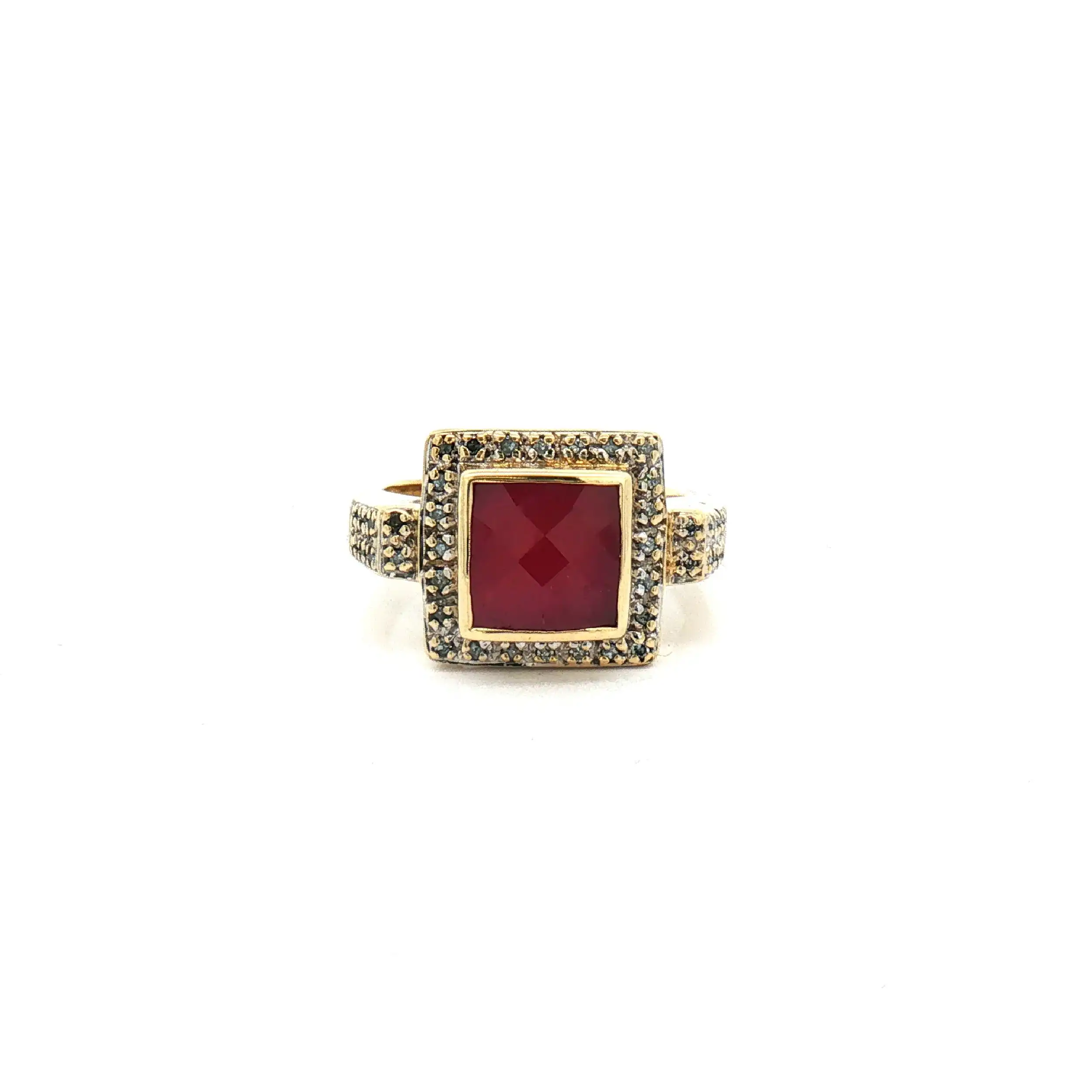 Ring Bicolor mit Diamanten und roten Farbstein Ring Bicolor mit Diamanten und roten Farbstein