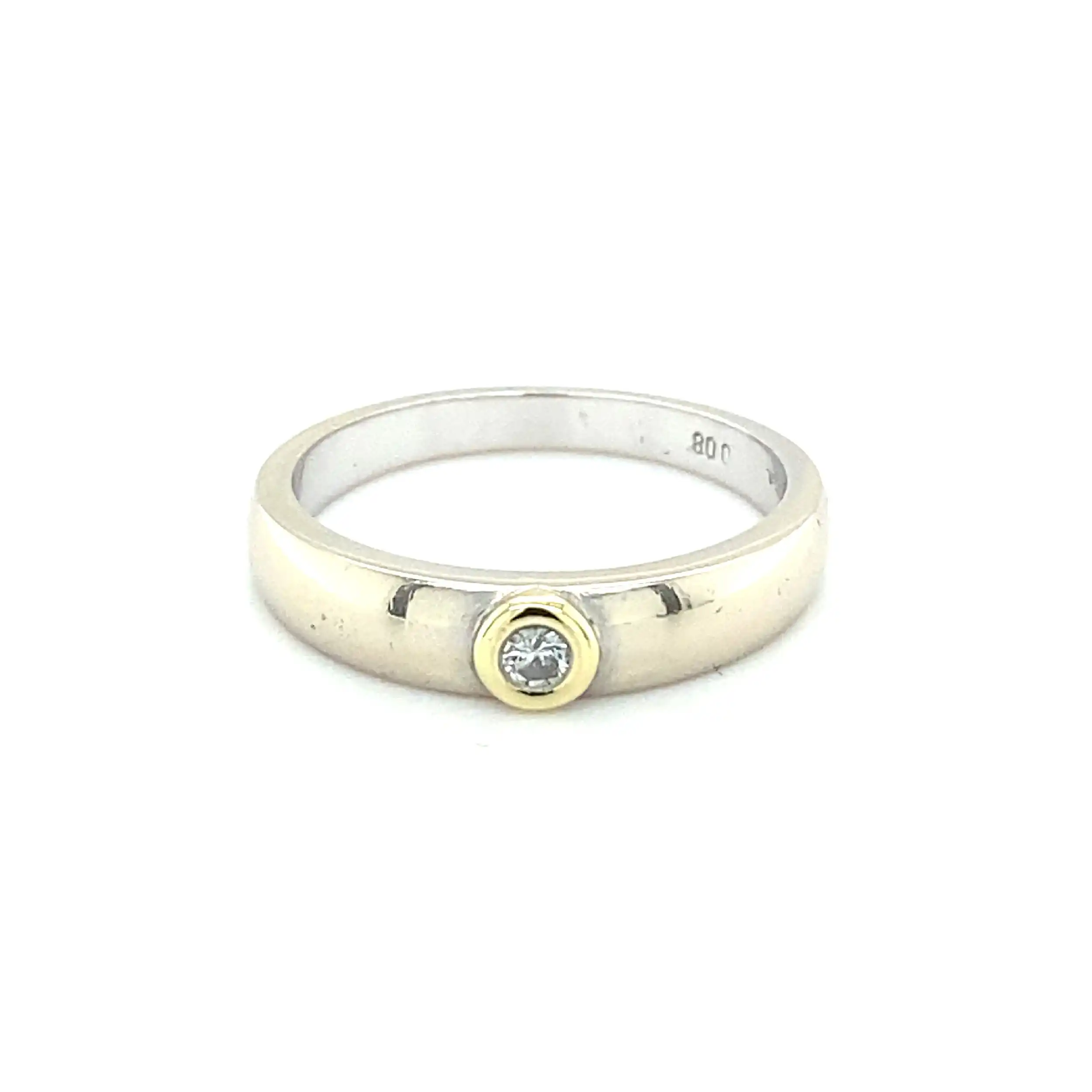 Ring Bicolor mit Brillant, graviert mit 0,08ct Ring Bicolor mit Brillant, graviert mit 0,08ct