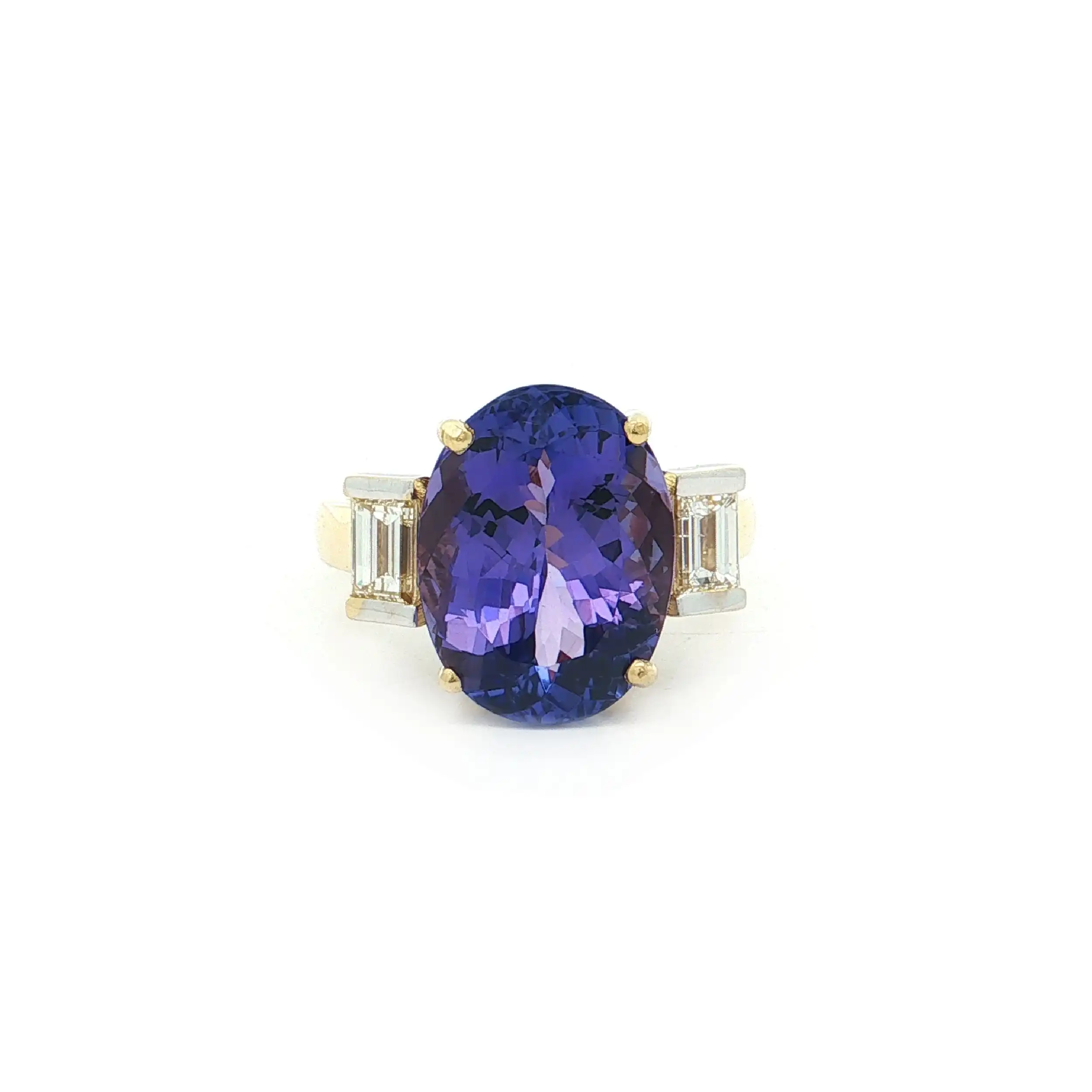 Ring Bicolor mit Tansanit und Baguette Diamanten mit Expertise von DSEF Ring Bicolor mit Tansanit und Baguette Diamanten mit Expertise von DSEF