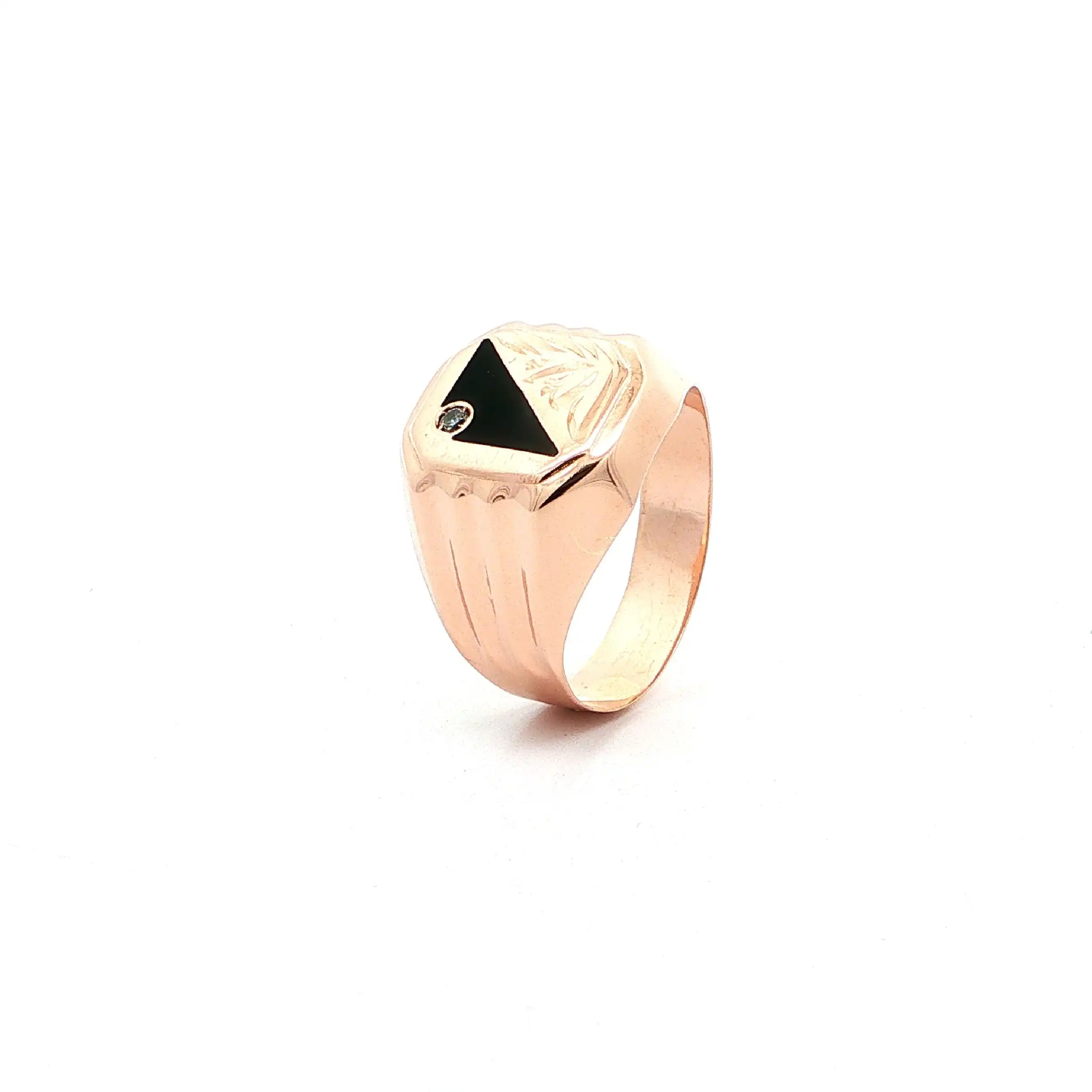 Ring Roségold mit schwarzem Farbstein & Zirkonia