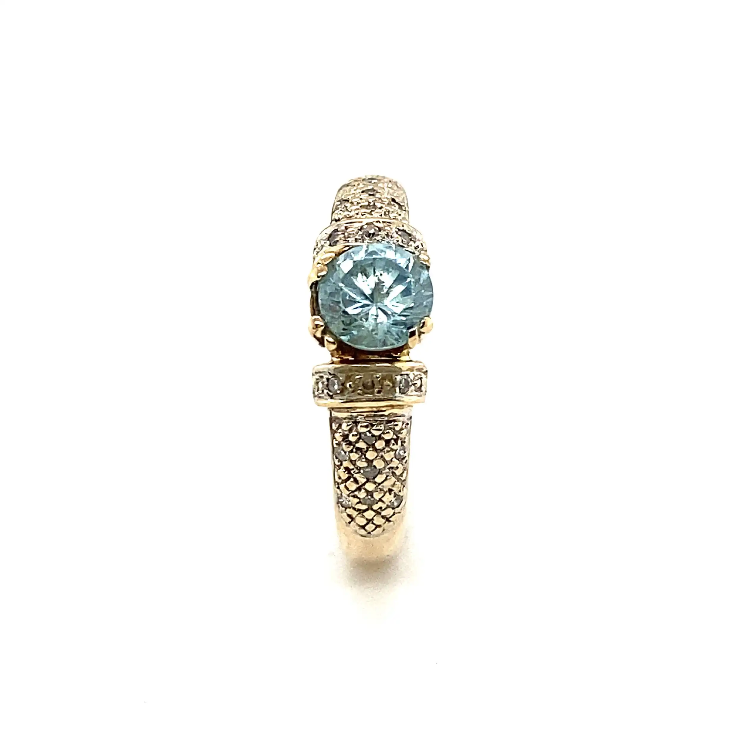 Ring Gelbgold mit blauem Farbstein und Diamanten Ring Gelbgold mit blauem Farbstein und Diamanten