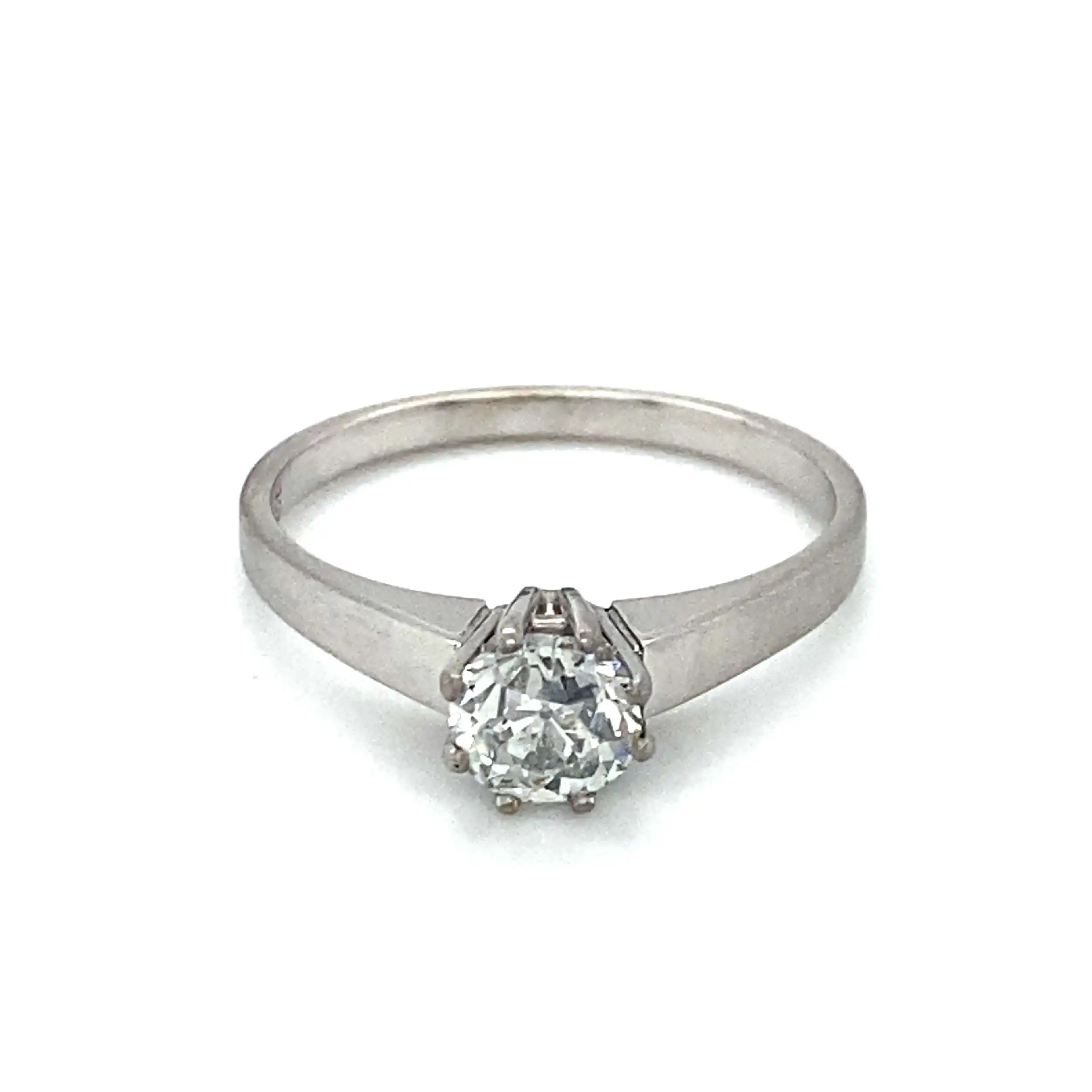 Ring Weißgold mit Altschliff Diamant, mattiert Ring Weißgold mit Altschliff Diamant, mattiert