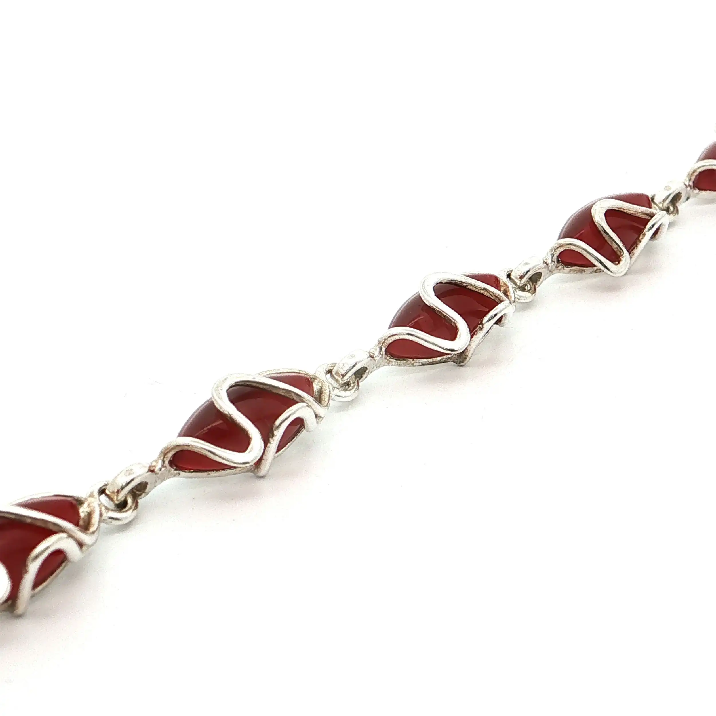 Armband Silber mit roten Farbsteinen