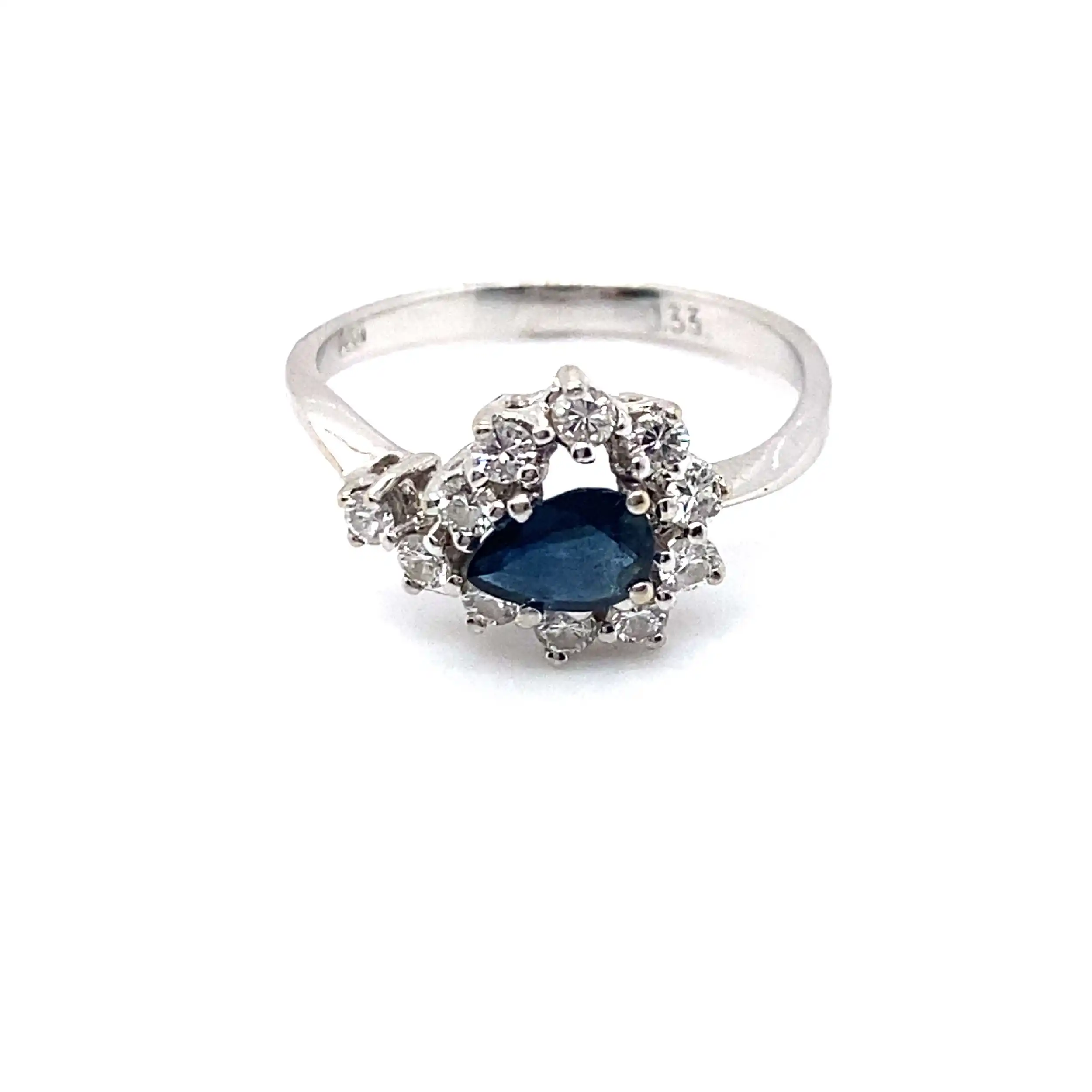 Ring Weißgold mit Saphir und Brillanten, graviert 0,33ct Ring Weißgold mit Saphir und Brillanten, graviert 0,33ct