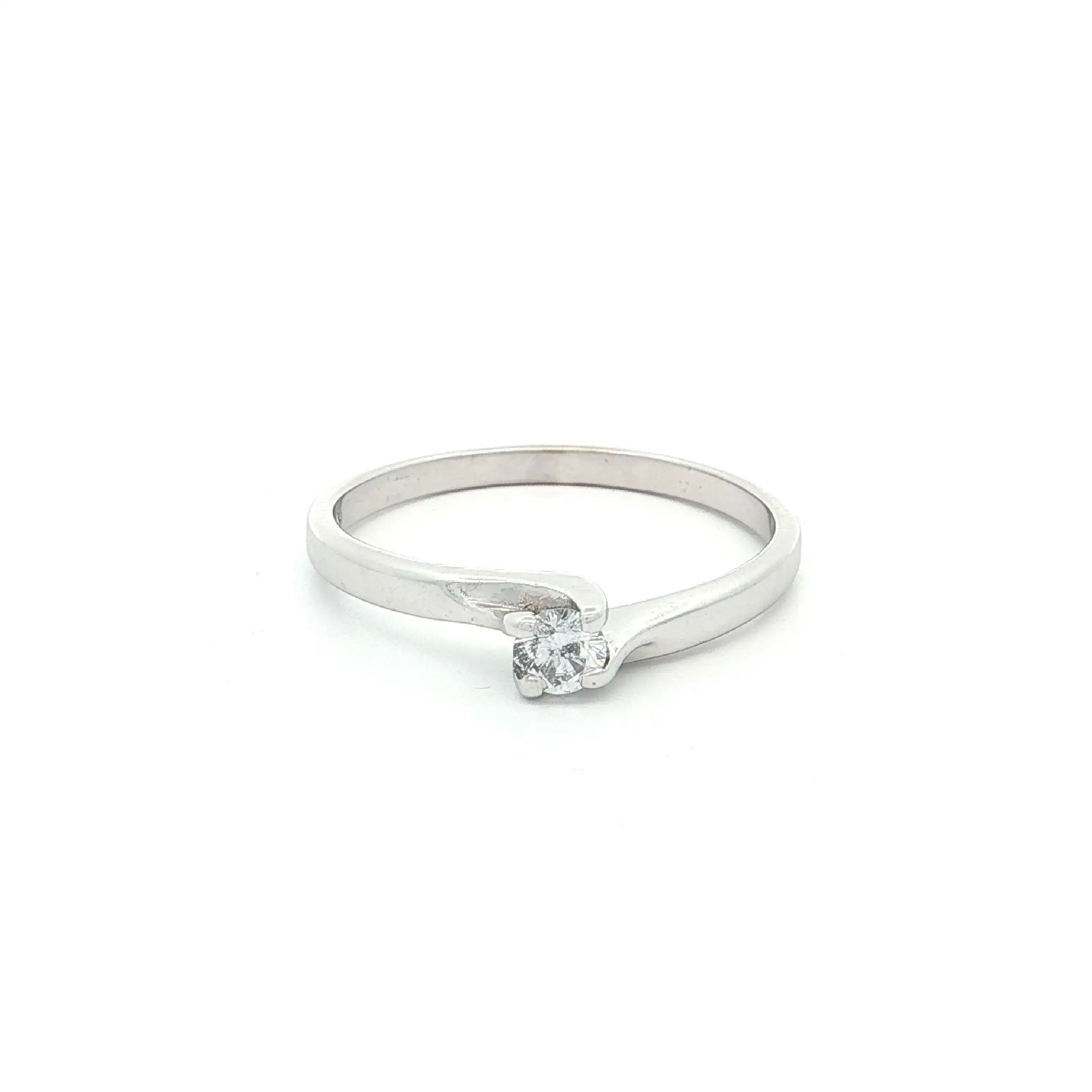 Ring Weißgold mit Brillant, graviert mit 0,14ct