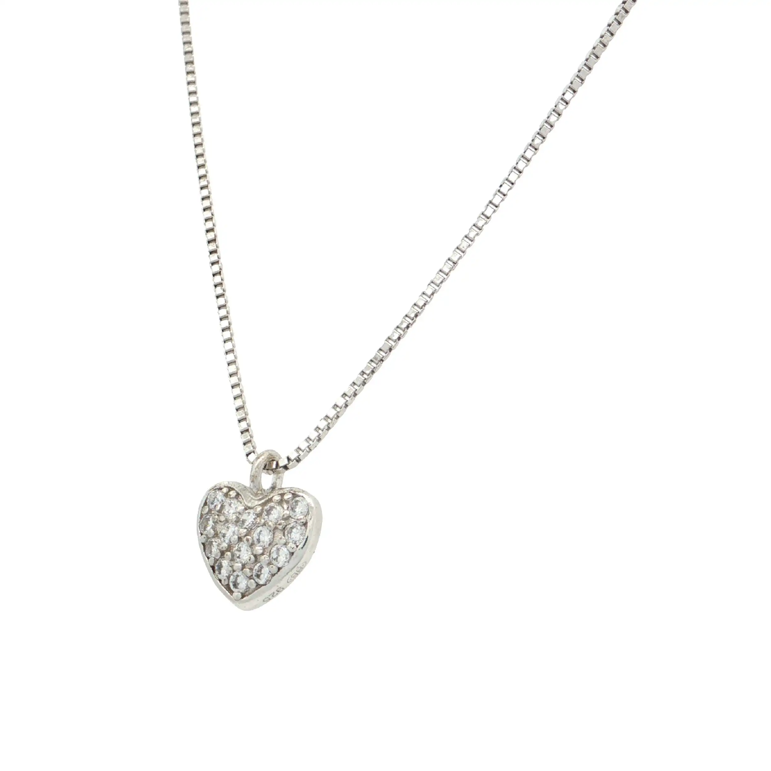 Kette Silber mit Herzanhänger mit Zirkonia