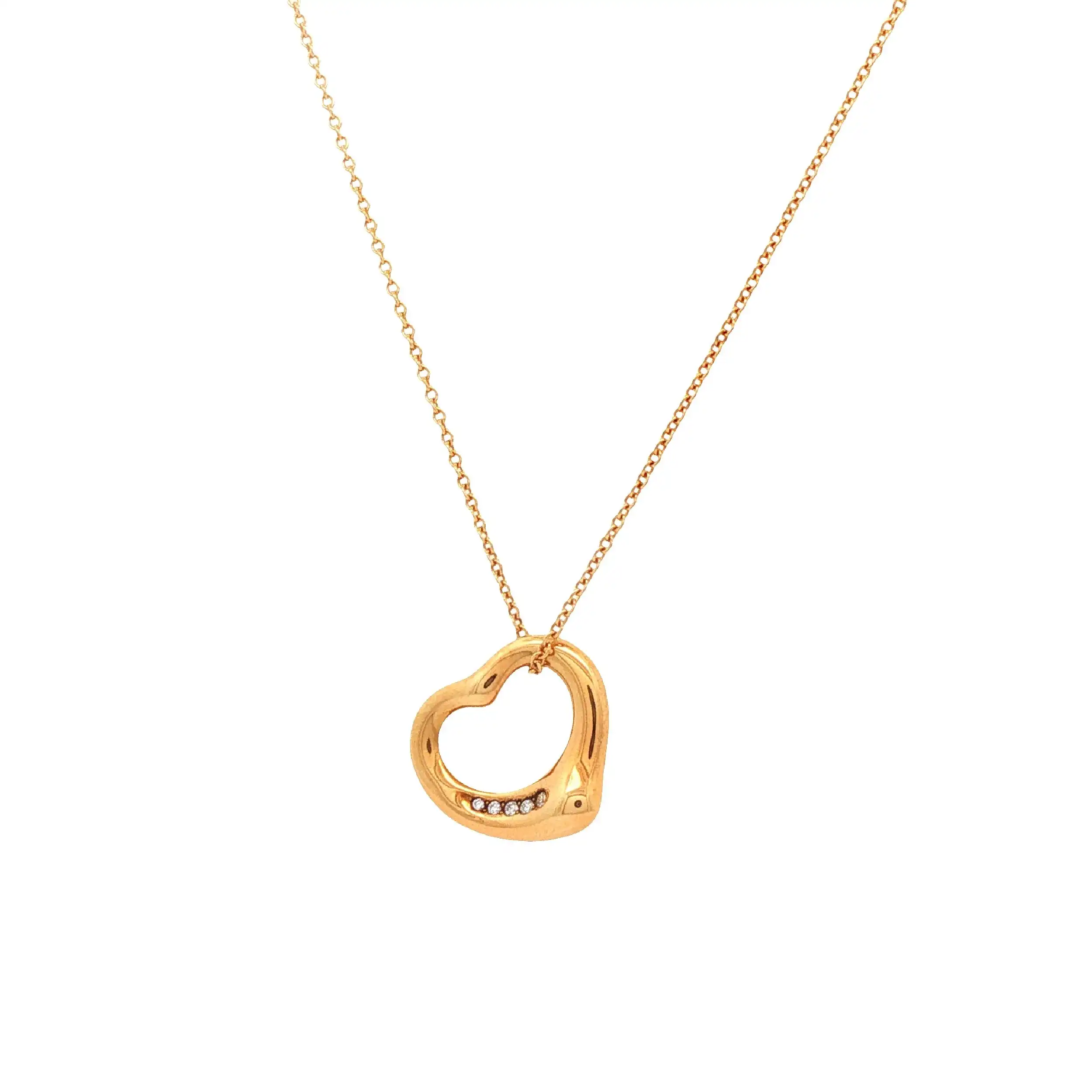 Ankerkette Gelbgold mit Herzanhänger graviert mit 0,02ct. Tiffany & Co. Ankerkette Gelbgold mit Herzanhänger graviert mit 0,02ct. Tiffany & Co.