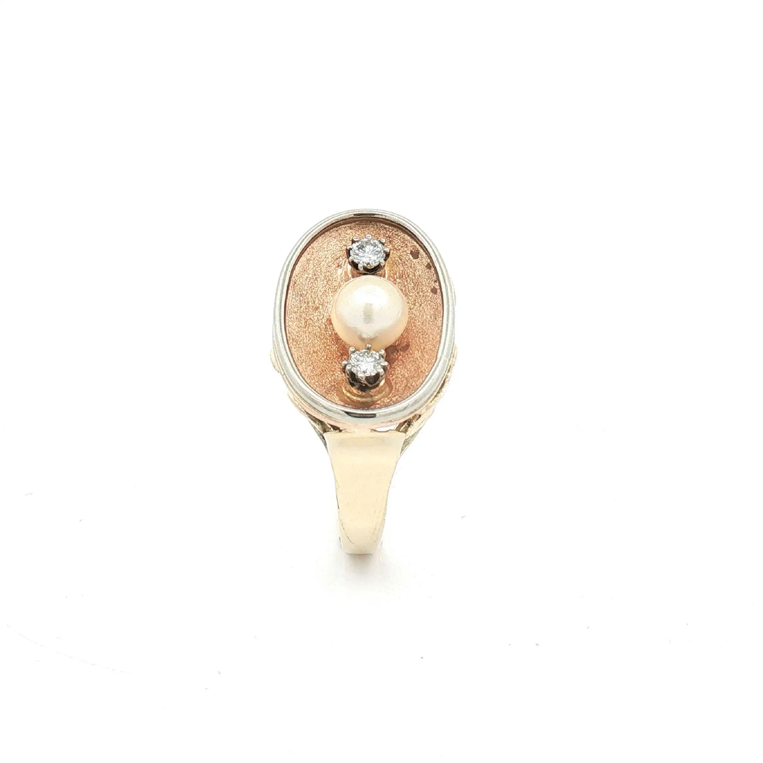 Ring Bicolor mit Brillanten und Perle