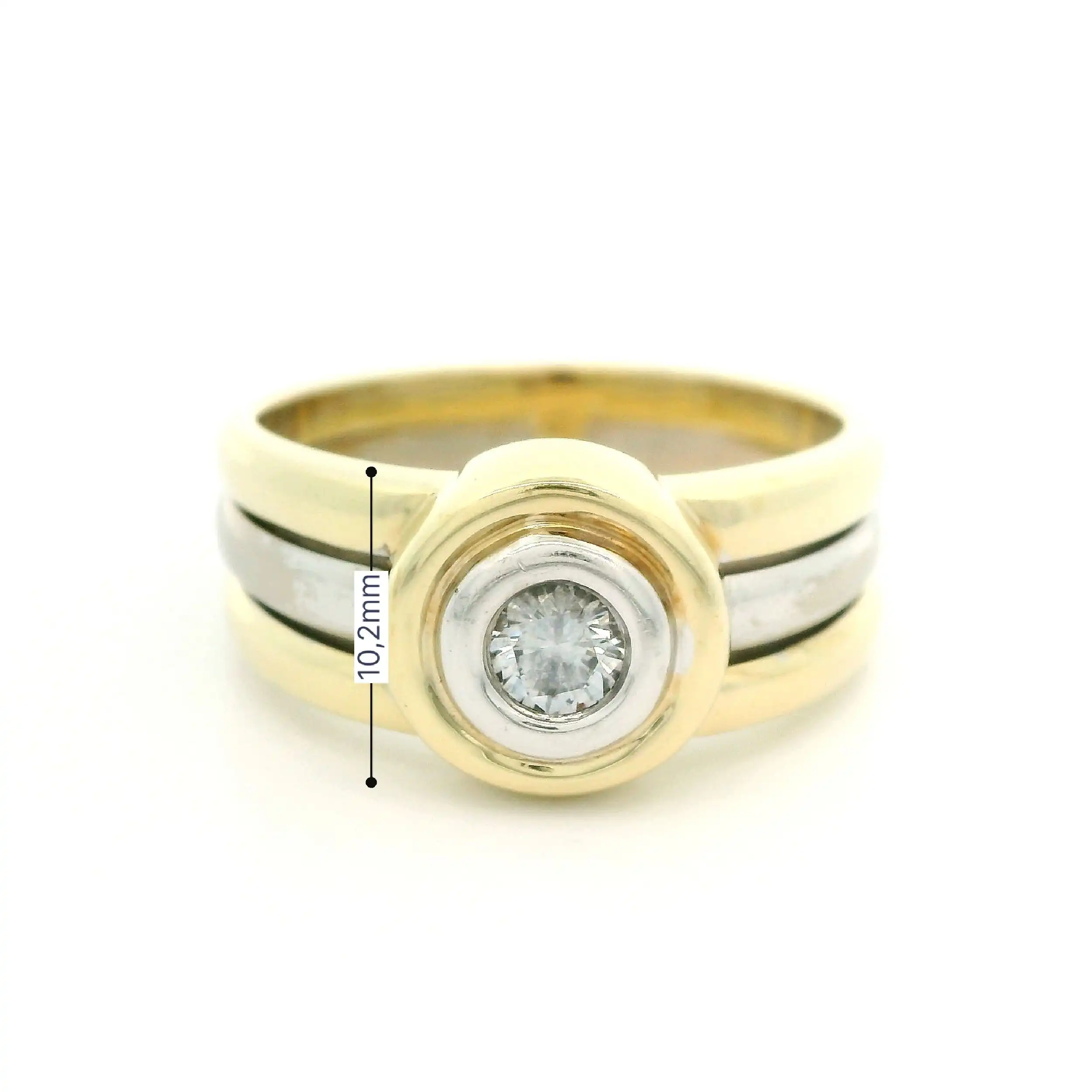 Ring Bicolor mit Brillant, graviert mit 0,22 ct