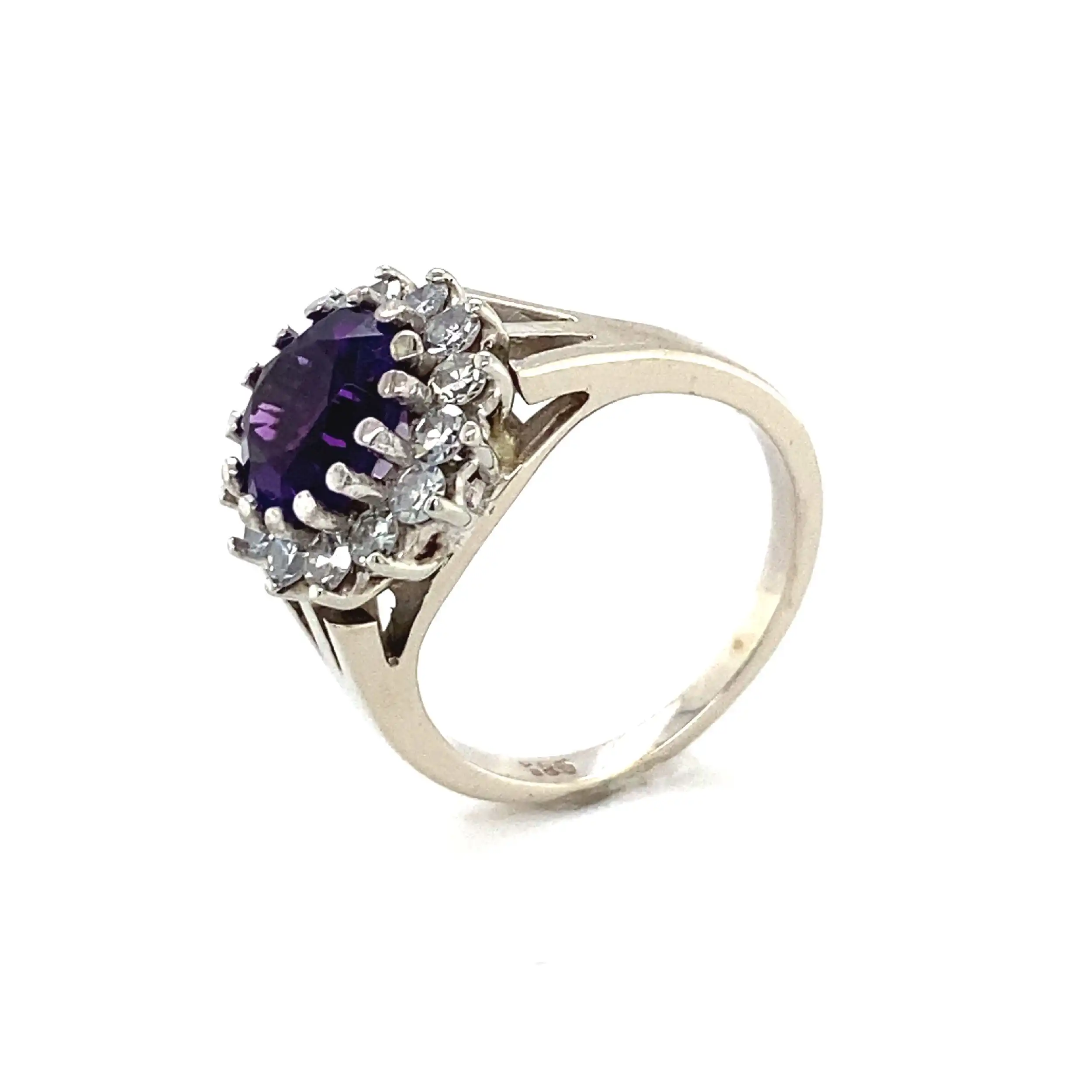 Ring Weißgold mit Amethyst und Diamanten