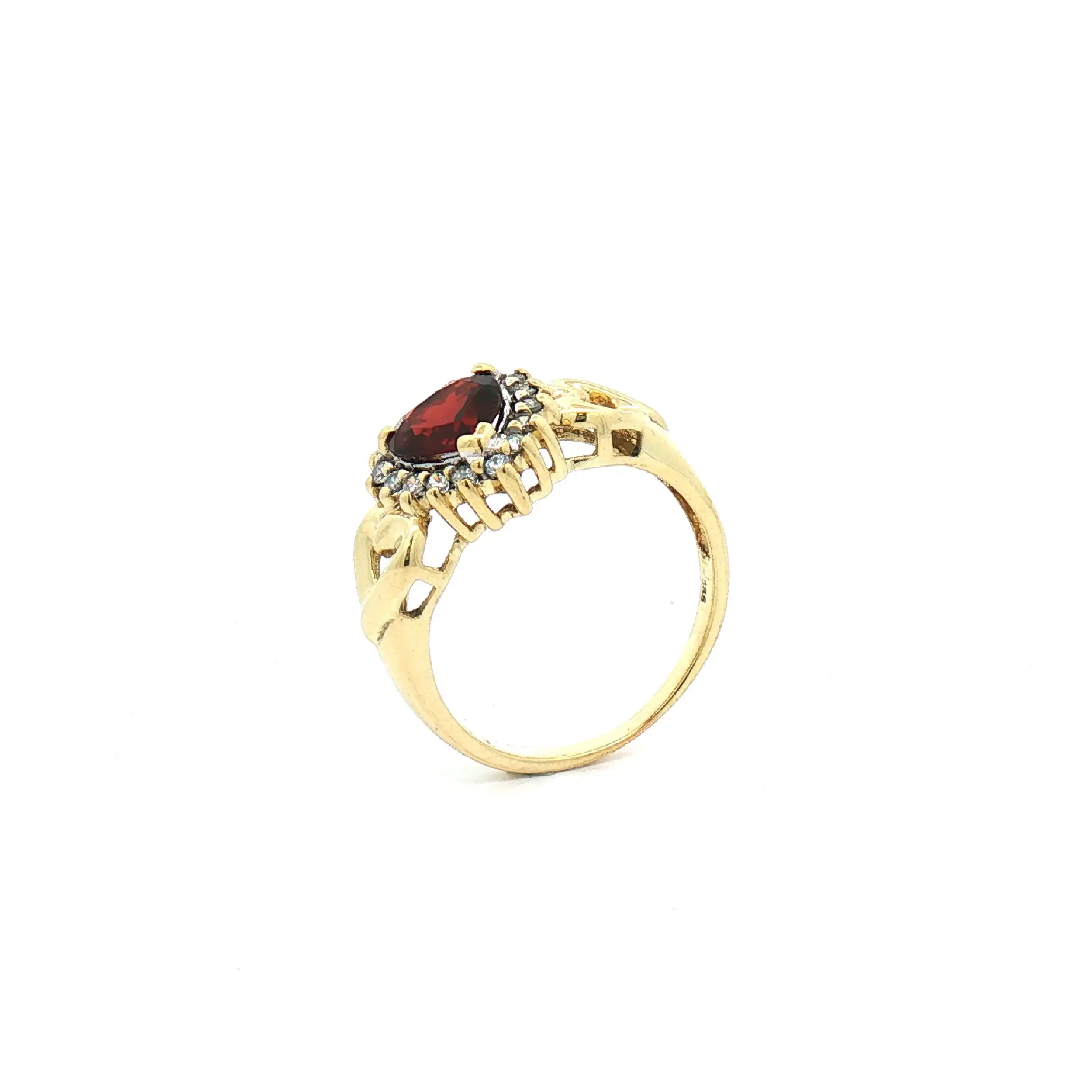 Ring Gelbgold mit Granat und Zirkonia