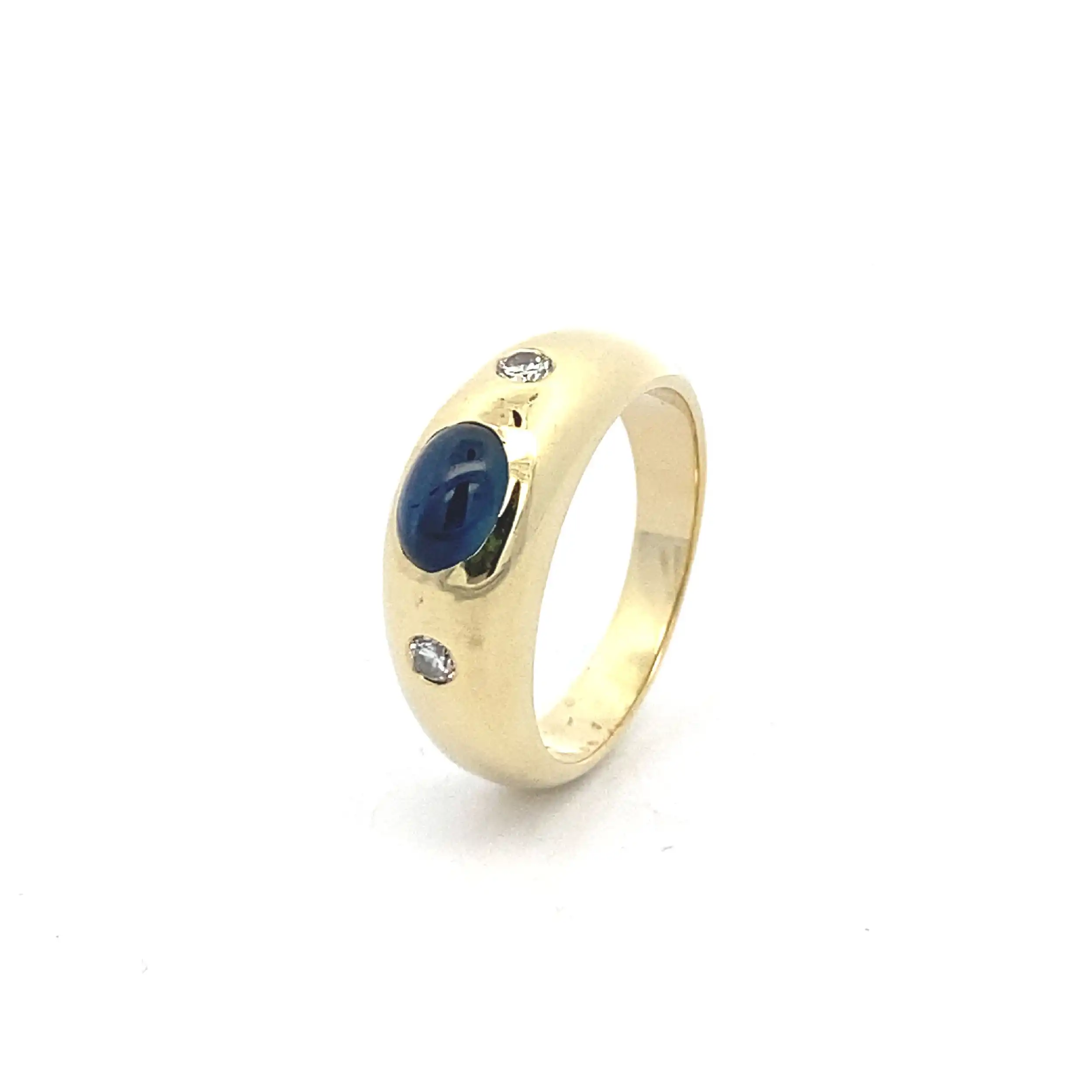 Ring Gelbgold mit Saphir Cabochon und Brillanten