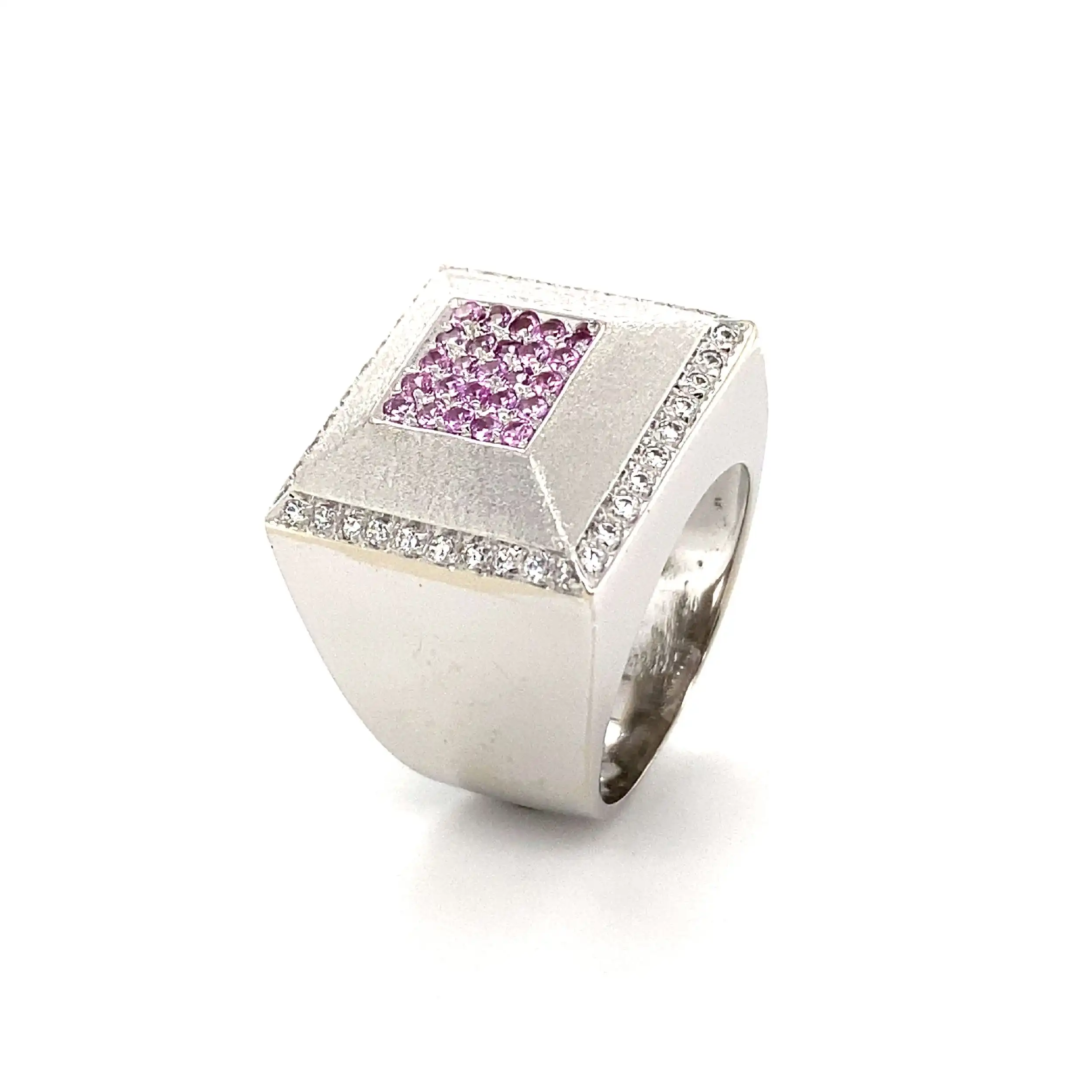 Ring Weißgold mit rosa Farbsteinen & Zirkonia