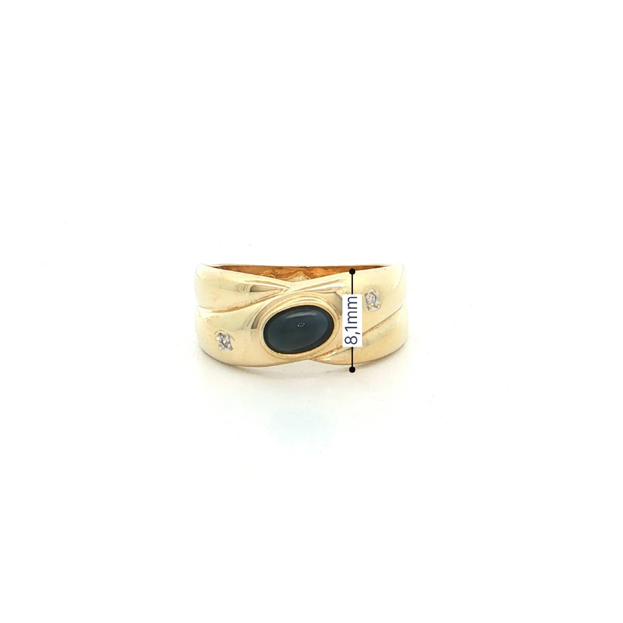 Ring Gelbgold mit Saphir Cabochon und Diamanten Ring Gelbgold mit Saphir Cabochon und Diamanten