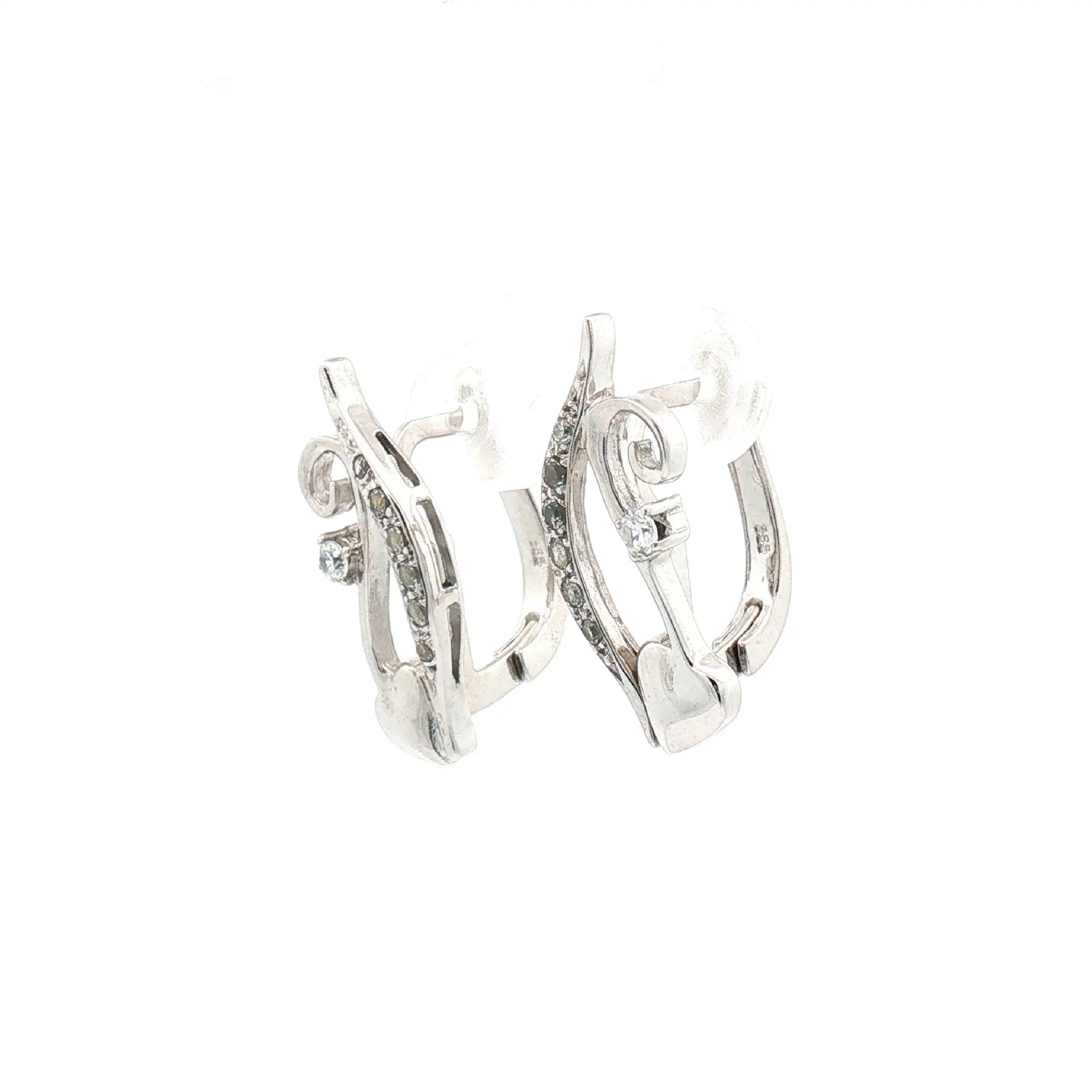Ohrringe Weißgold mit Zirkonia und Herzen Ohrringe Weißgold mit Zirkonia und Herzen
