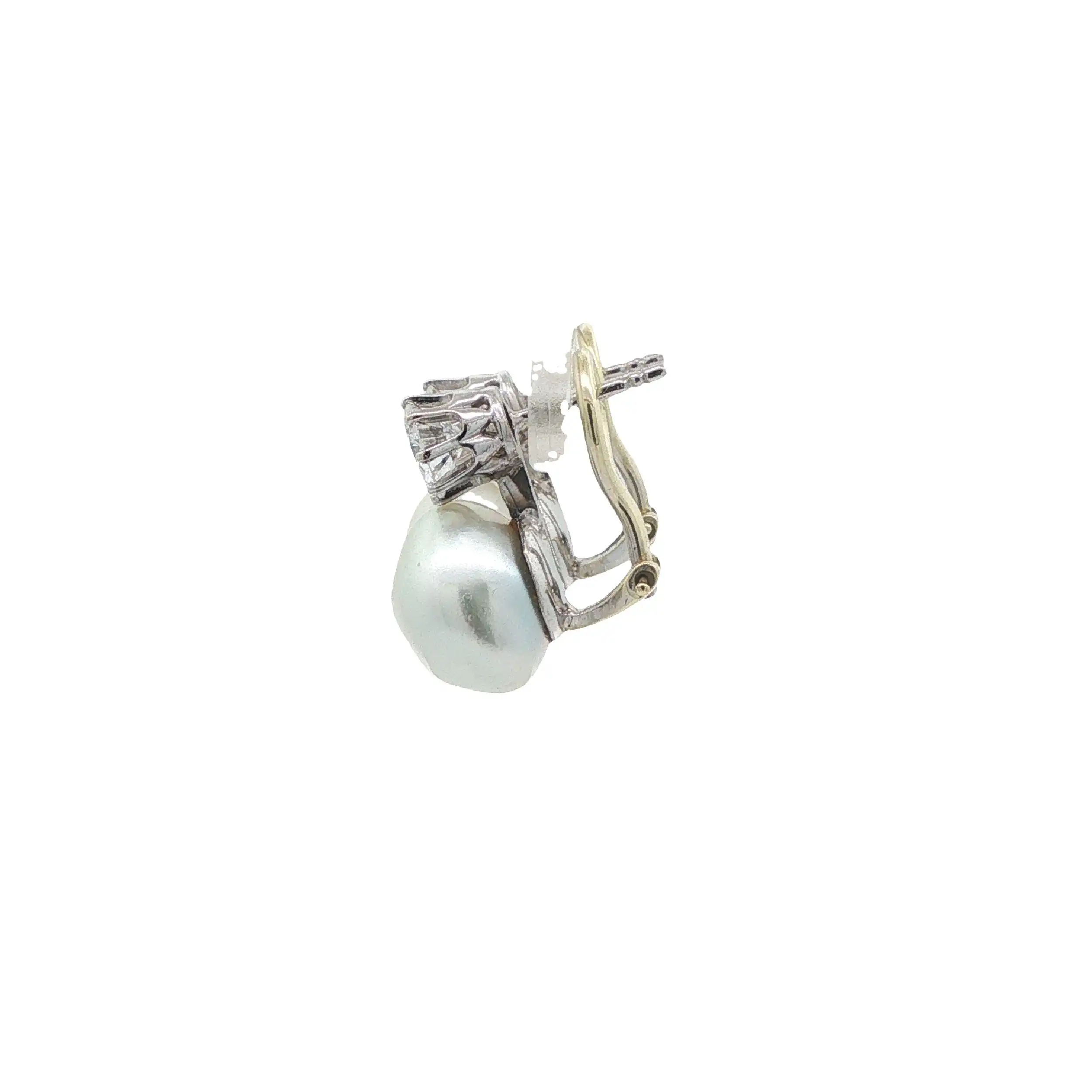 Ohrstecker/Clips Weißgold mit Naturpelen & Brillanten