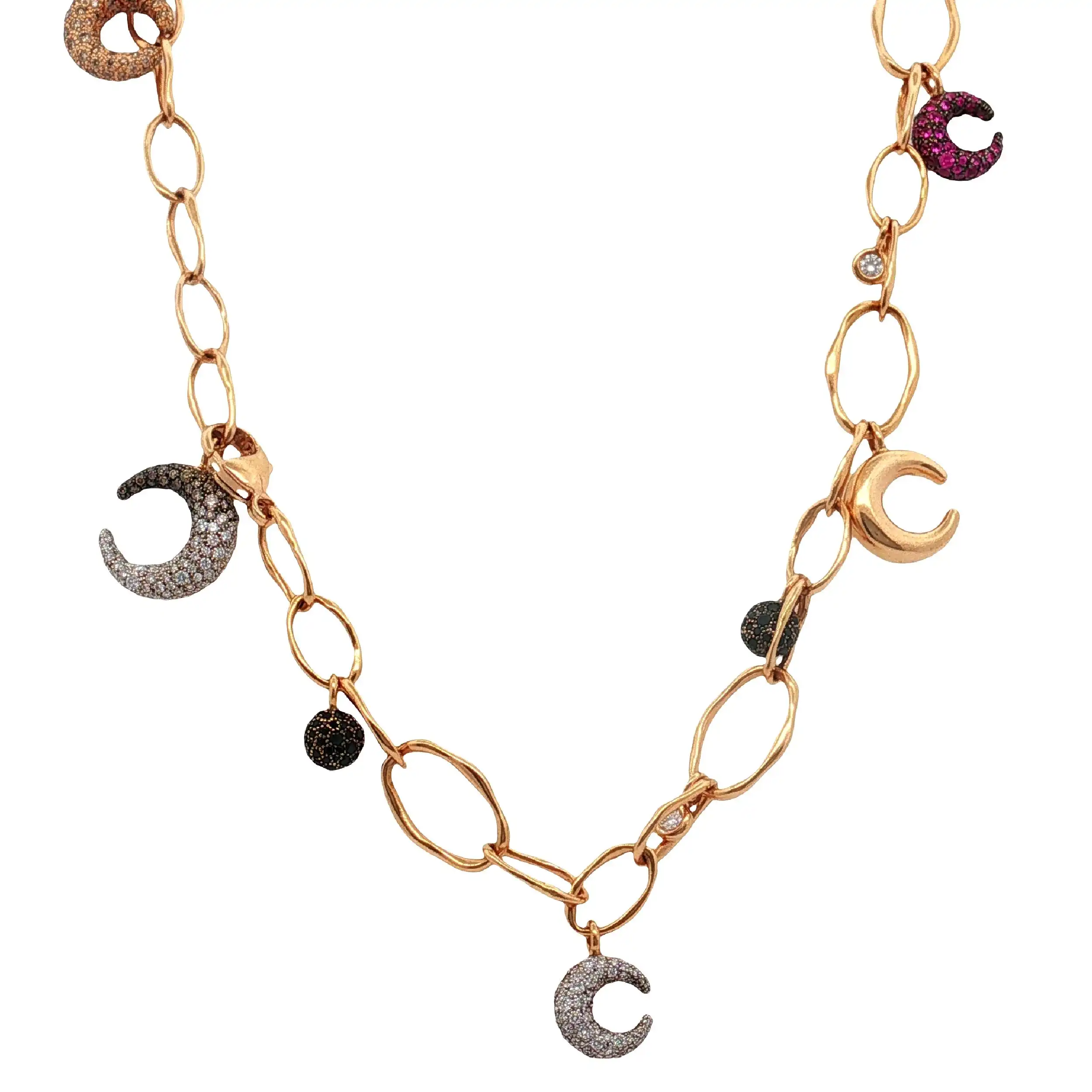 Collier Rotgold Al Coro Mezzaluna mit Saphiren, Diamanten und Brillanten Collier Rotgold Al Coro Mezzaluna mit Saphiren, Diamanten und Brillanten