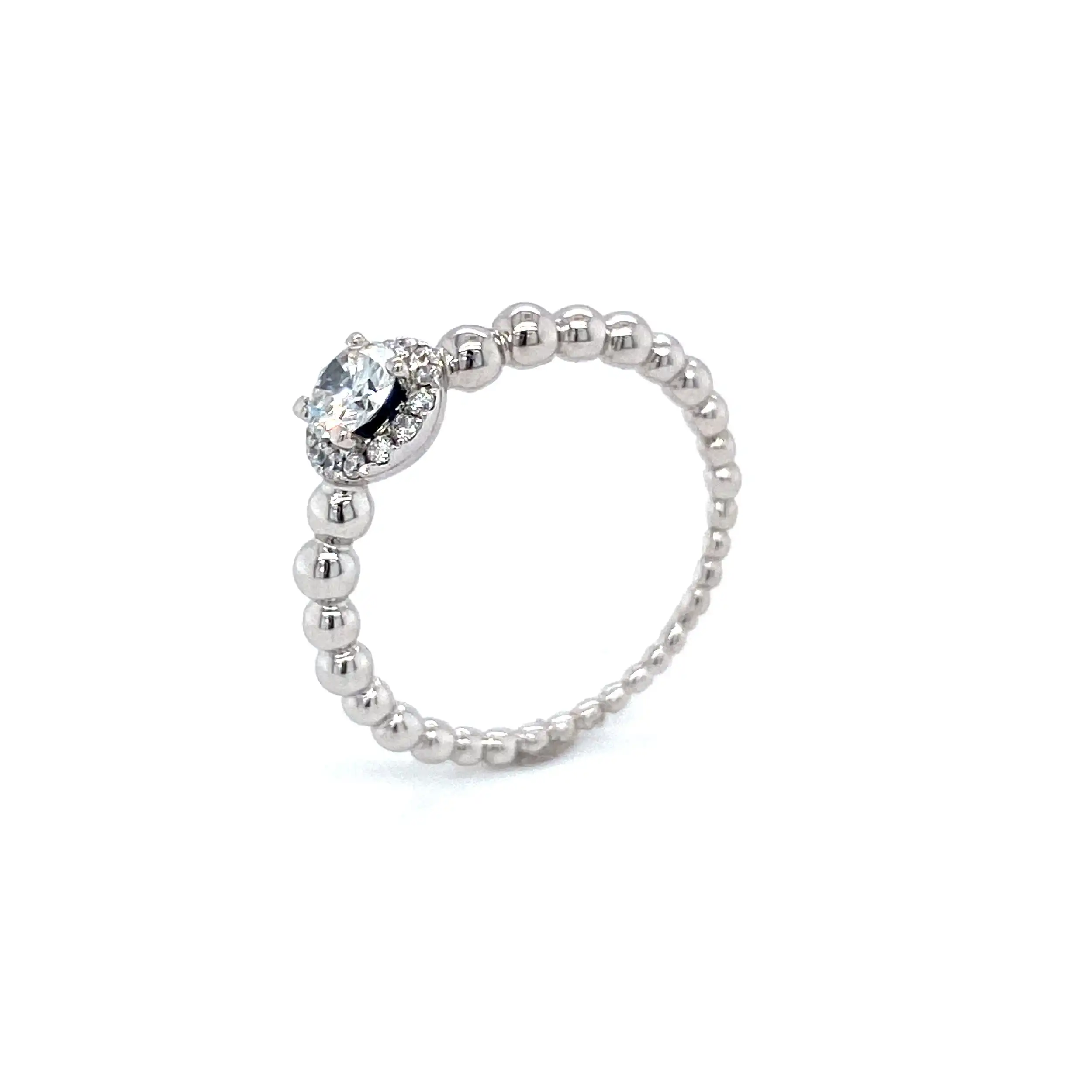 Ring Weißgold mit Solitär 0,35ct und 14 Brillanten zus. 0,11ct TW/Si Ring Weißgold mit Solitär 0,35ct und 14 Brillanten zus. 0,11ct TW/Si