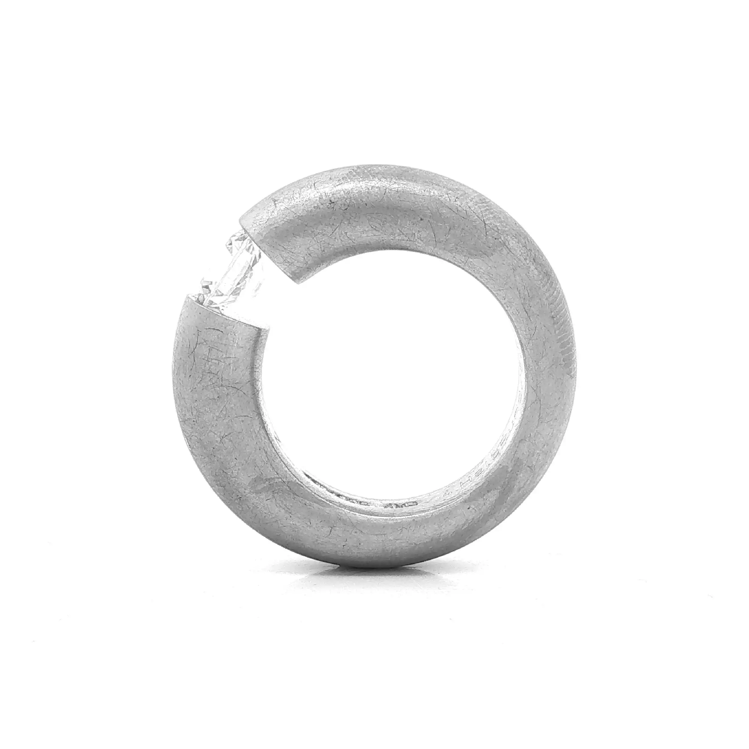 Spannring Silber Niessing "Musterring" Halbrund mit Zirkonia Spannring Silber Niessing "Musterring" Halbrund mit Zirkonia