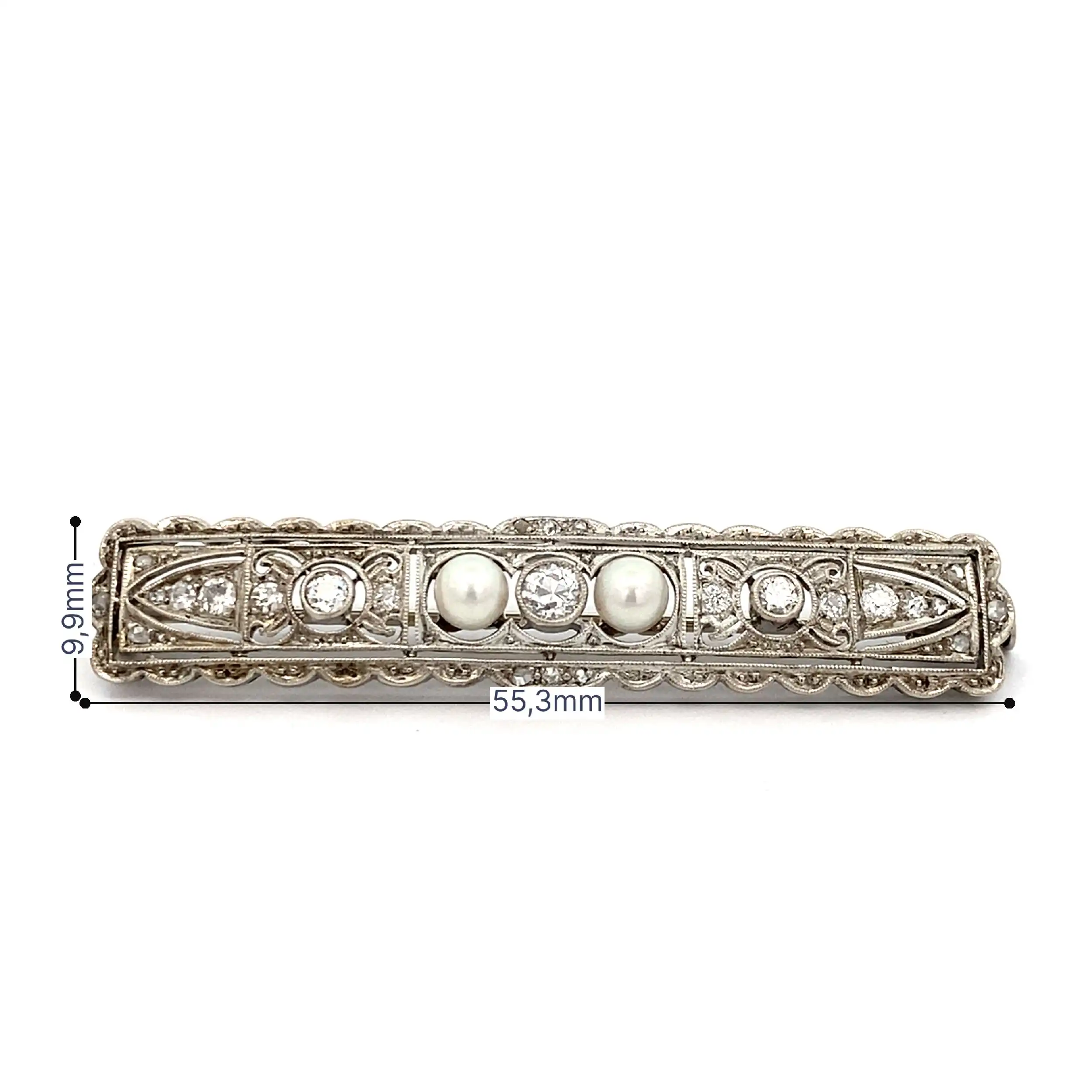 Anstecknadel Artdeco mit Altschliff und Perle Anstecknadel Artdeco mit Altschliff und Perle